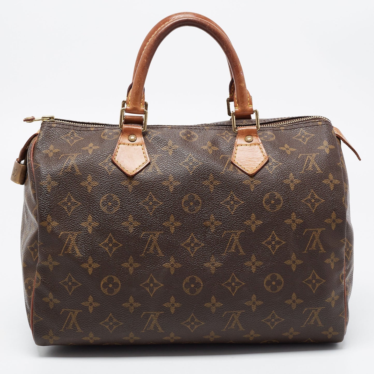 LOUIS VUITTON Brown Monogram Canvas Speedy 30 Top Handle Bag