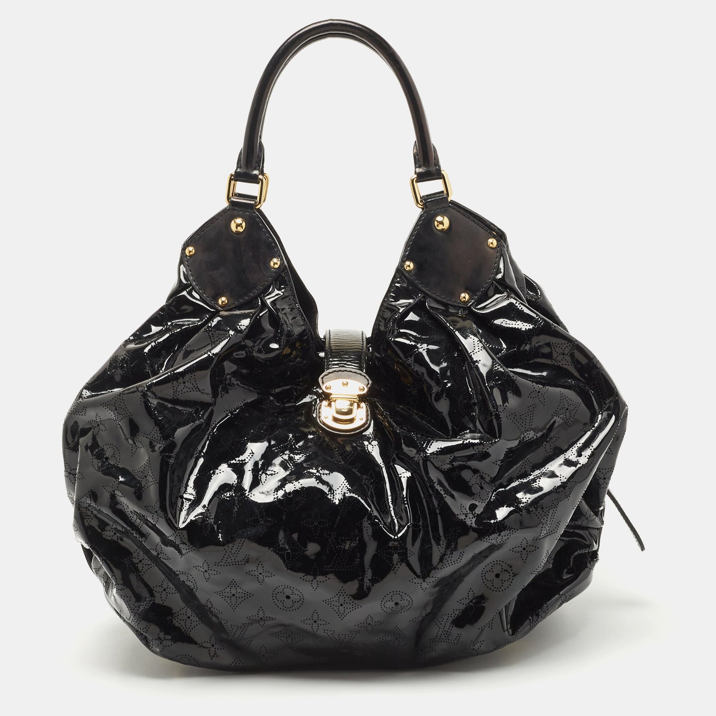 LOUIS VUITTON Black Mahina Patent Leather Limited Edition Surya XL Bag