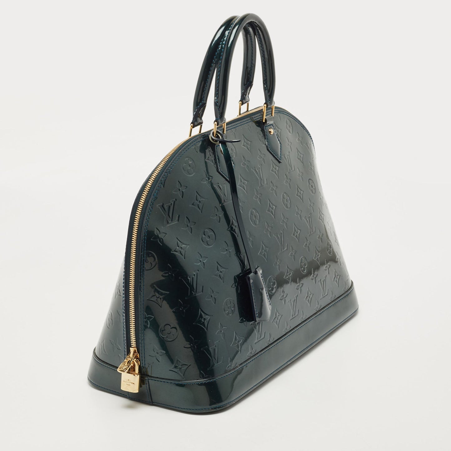 LOUIS VUITTON Bleu Nuit  Monogram Vernis Alma GM Bag
