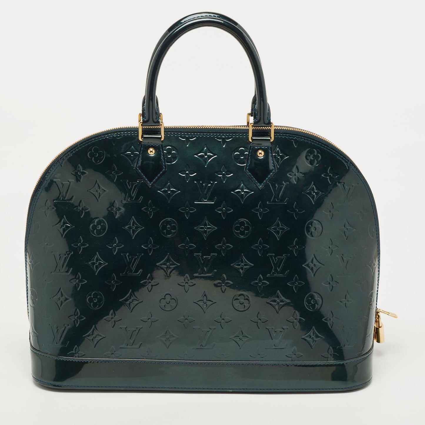 LOUIS VUITTON Bleu Nuit  Monogram Vernis Alma GM Bag