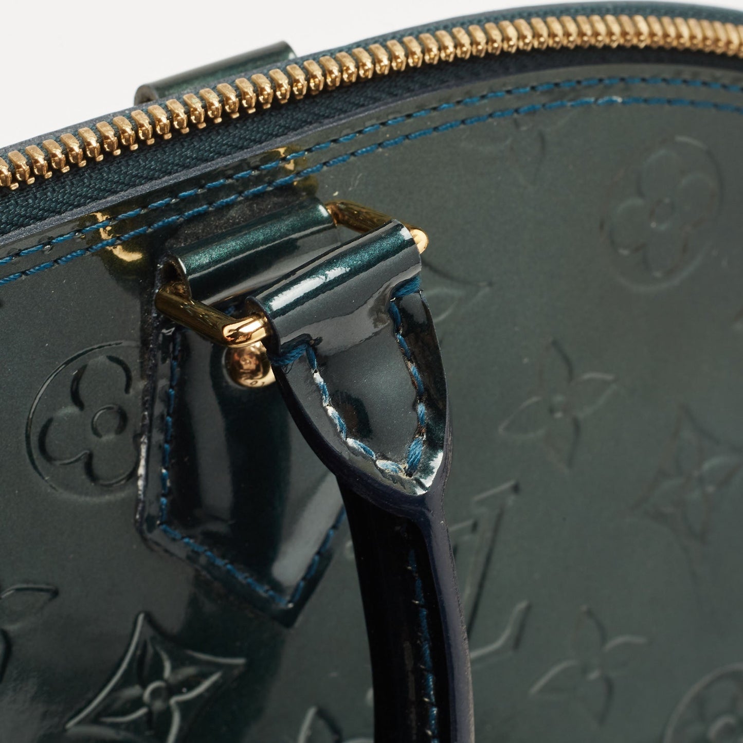 LOUIS VUITTON Bleu Nuit  Monogram Vernis Alma GM Bag