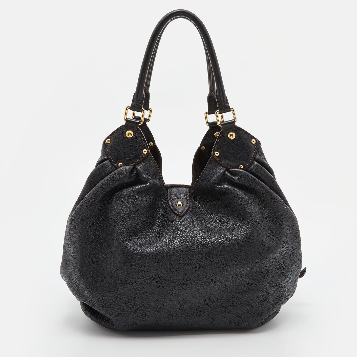 LOUIS VUITTON Black Monogram Mahina Leather L Bag