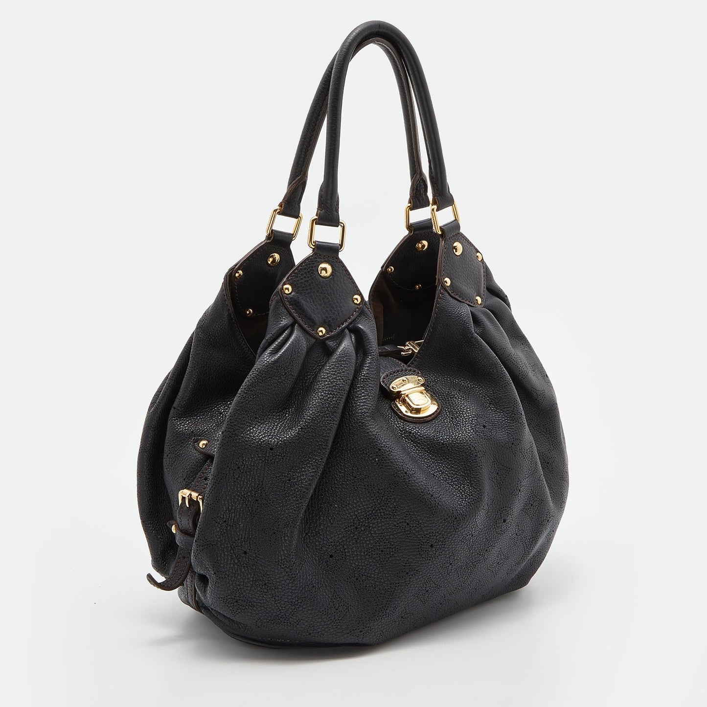 LOUIS VUITTON Black Monogram Mahina Leather L Bag