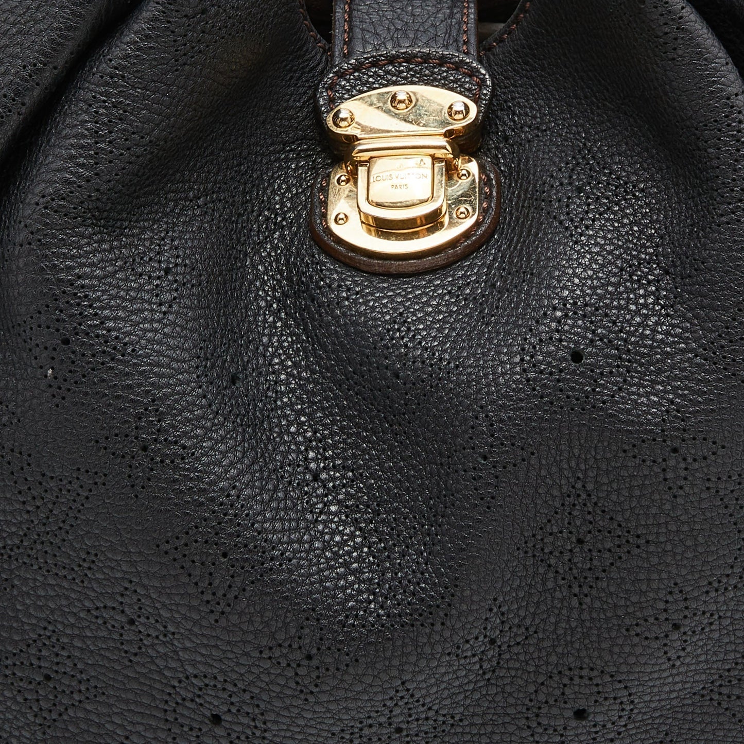 LOUIS VUITTON Black Monogram Mahina Leather L Bag