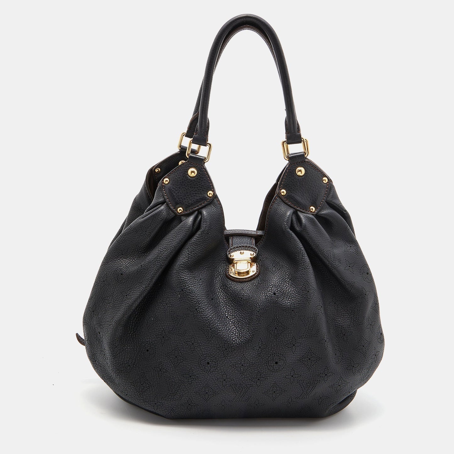 LOUIS VUITTON Black Monogram Mahina Leather L Bag