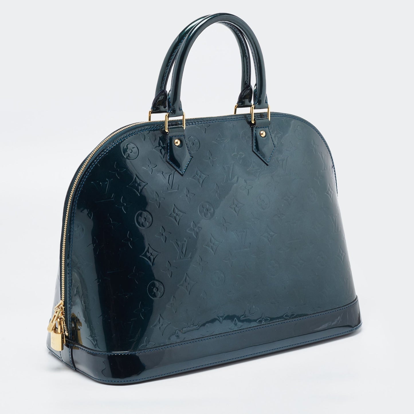 LOUIS VUITTON Blue Nuit Monogram Vernis Alma GM Bag