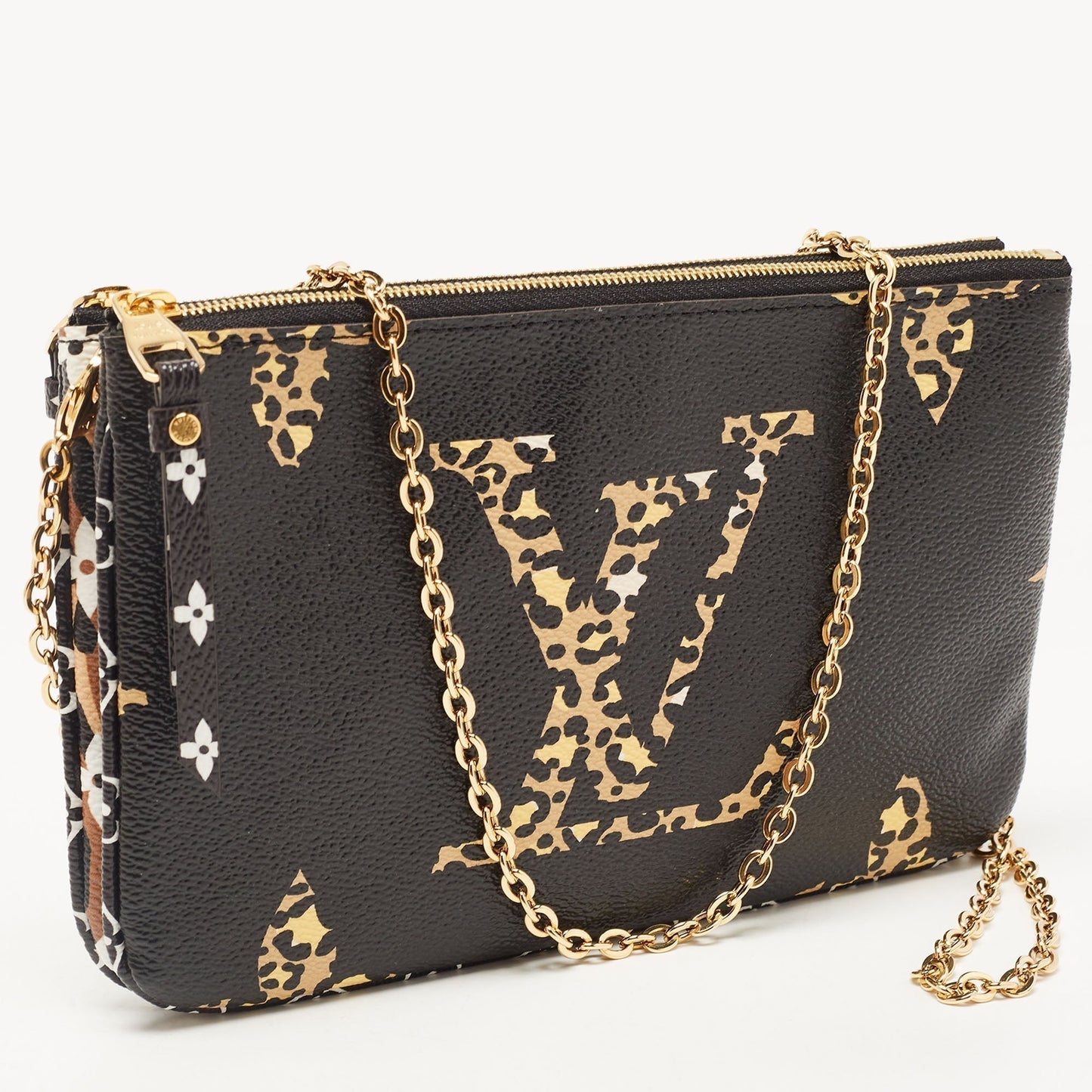 LOUIS VUITTON Black Monogram Giant Canvas Jungle Double Zip Pochette