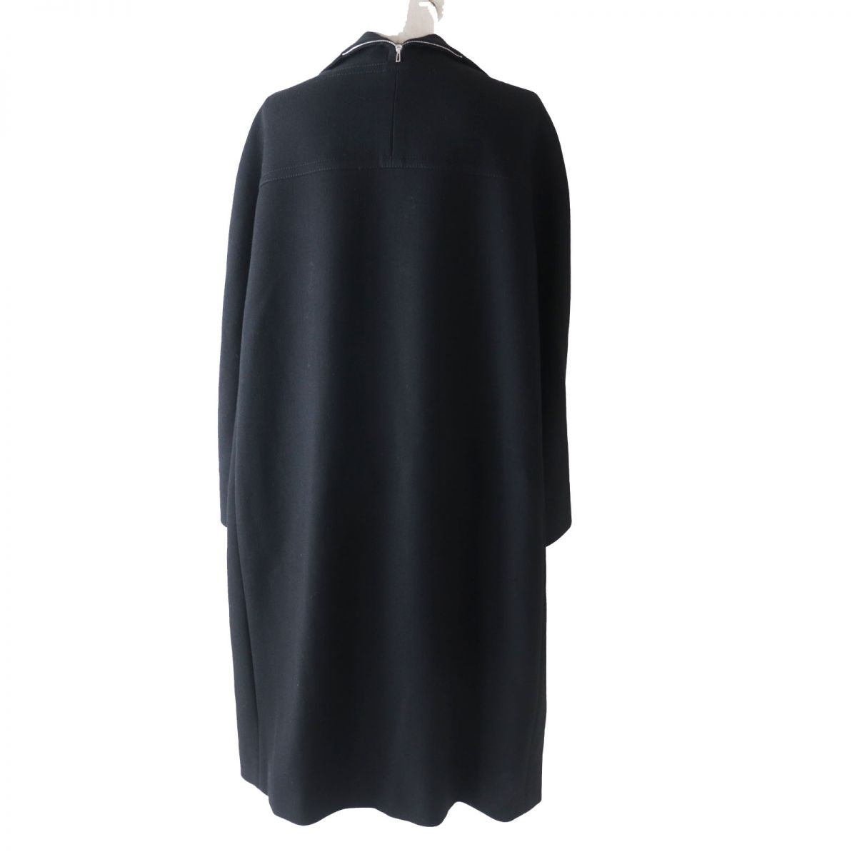 HERMES Duffel coat Outer: 100% wool, Part: Leather, Lining: 65% rayon, Lining: 35% silk, Part: 65% polyester, Part: 35% cotton, Lamb leather black Women 42 Used