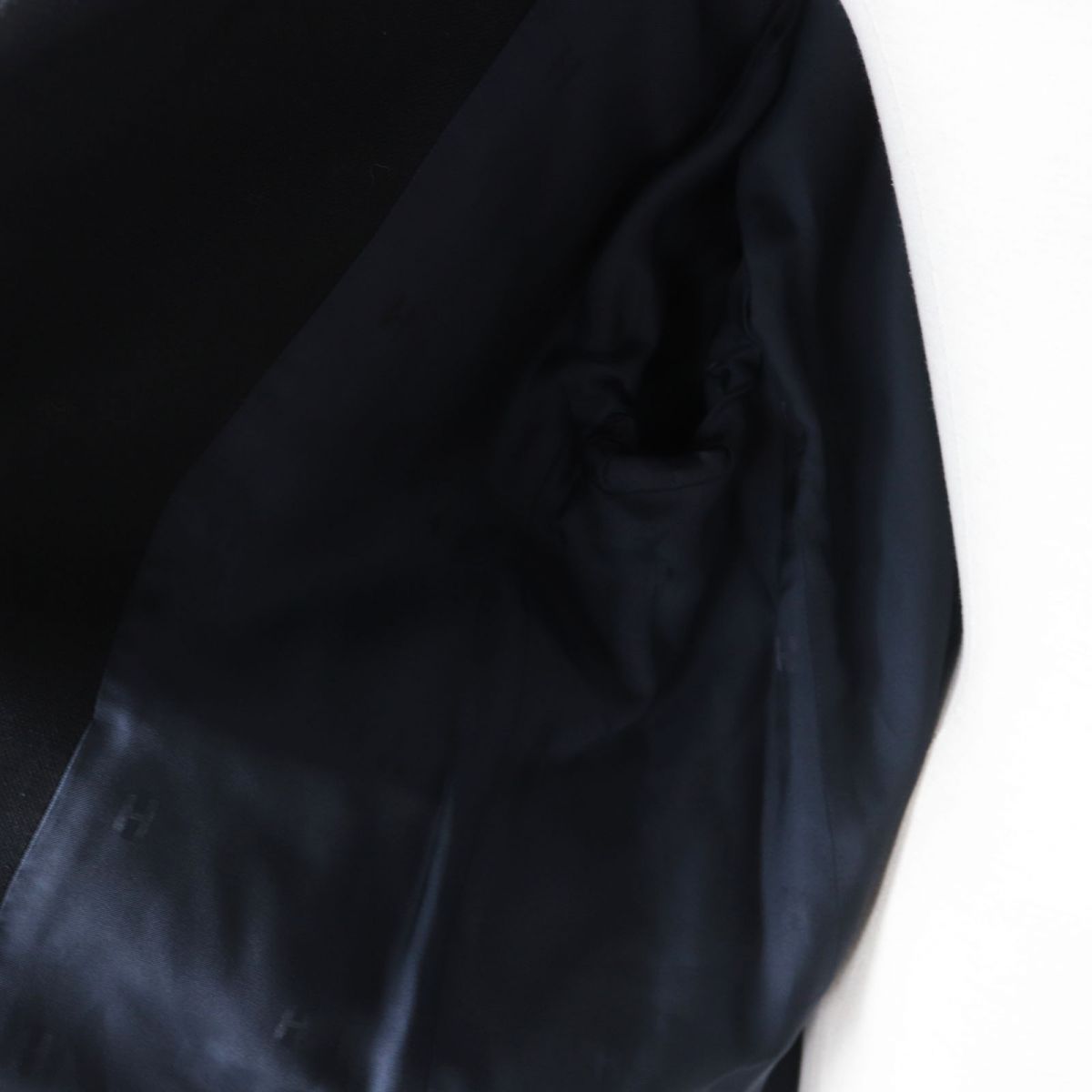 HERMES Duffel coat Outer: 100% wool, Part: Leather, Lining: 65% rayon, Lining: 35% silk, Part: 65% polyester, Part: 35% cotton, Lamb leather black Women 42 Used