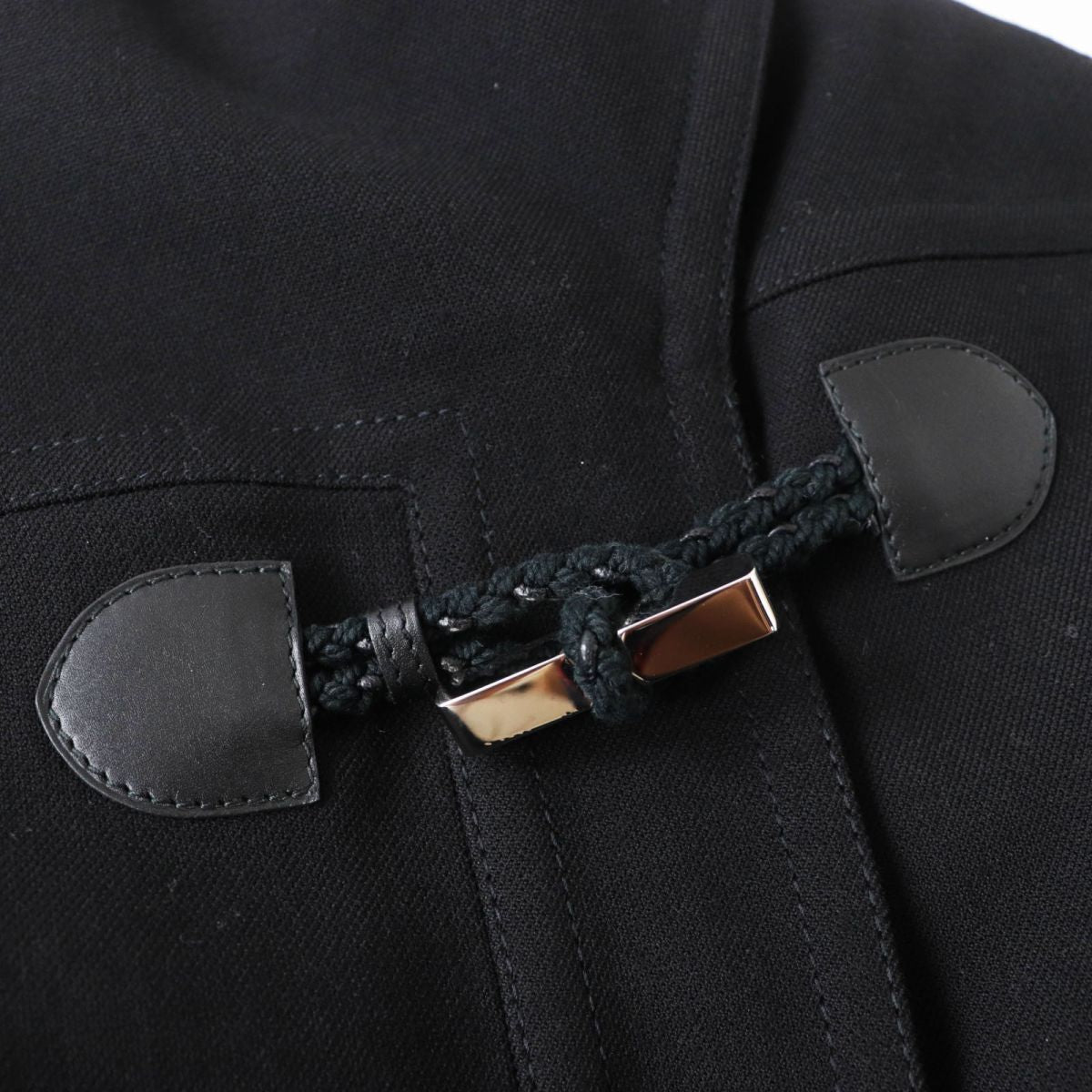 HERMES Duffel coat Outer: 100% wool, Part: Leather, Lining: 65% rayon, Lining: 35% silk, Part: 65% polyester, Part: 35% cotton, Lamb leather black Women 42 Used