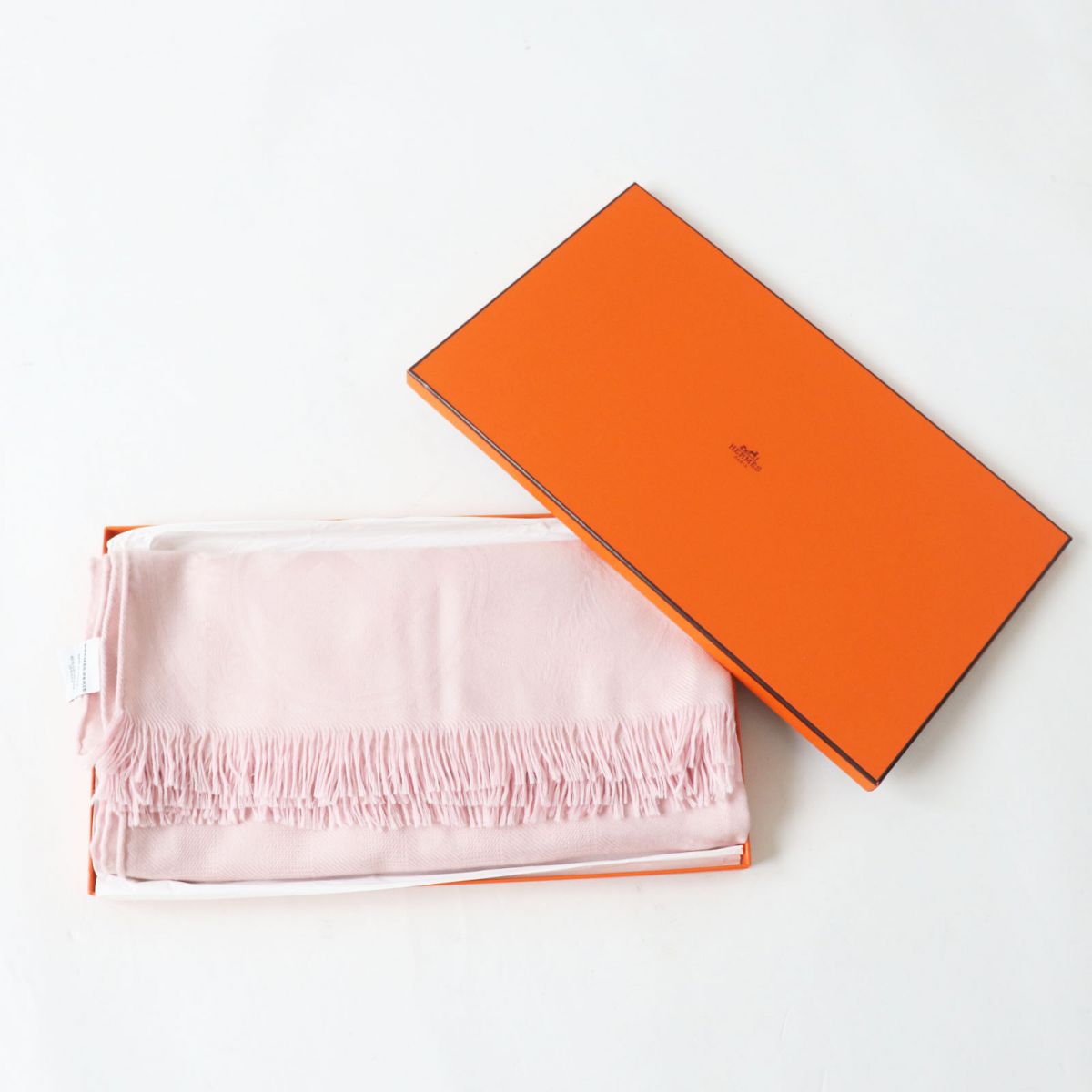 HERMES Stall Main: 85% cashmere, Main: 15% silk Rose Petal (Baby Pink type) Women Used