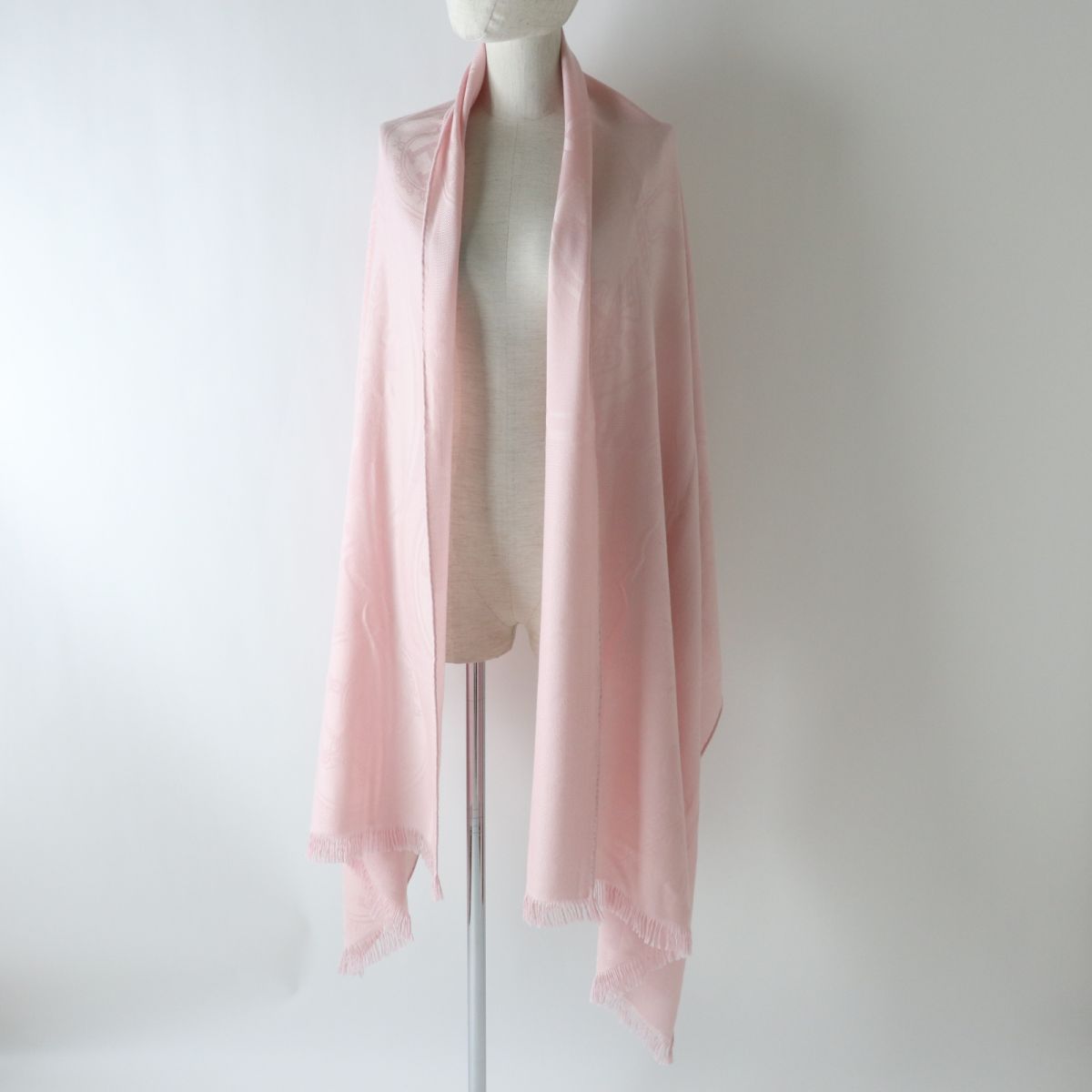 HERMES Stall Main: 85% cashmere, Main: 15% silk Rose Petal (Baby Pink type) Women Used