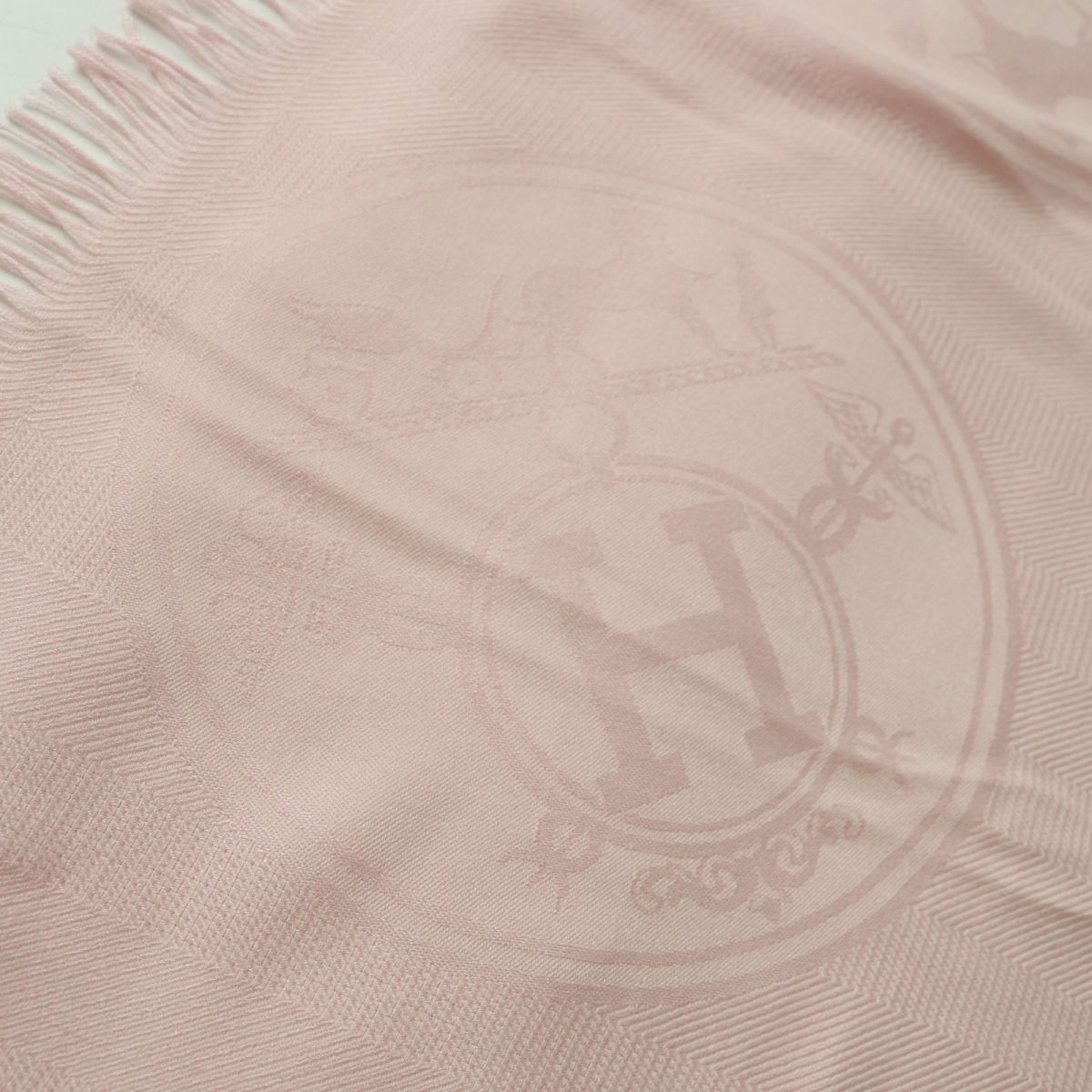 HERMES Stall Main: 85% cashmere, Main: 15% silk Rose Petal (Baby Pink type) Women Used