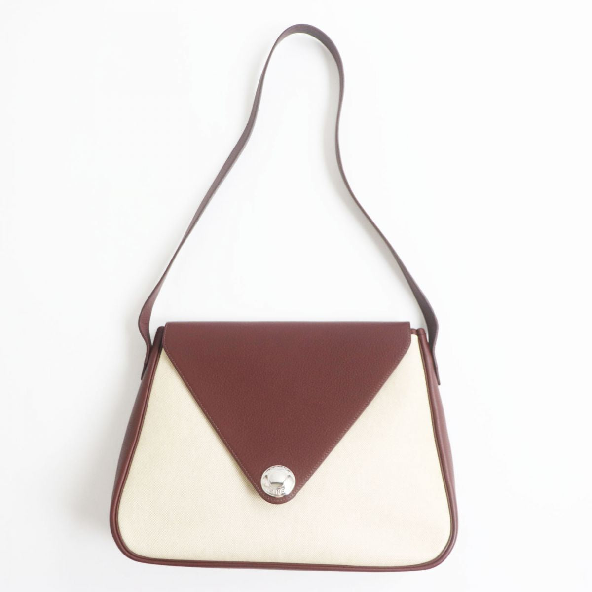 HERMES Shoulder Bag Main: Buffle, Main: Toile H Rouge Ash x Silver Metal Women Used