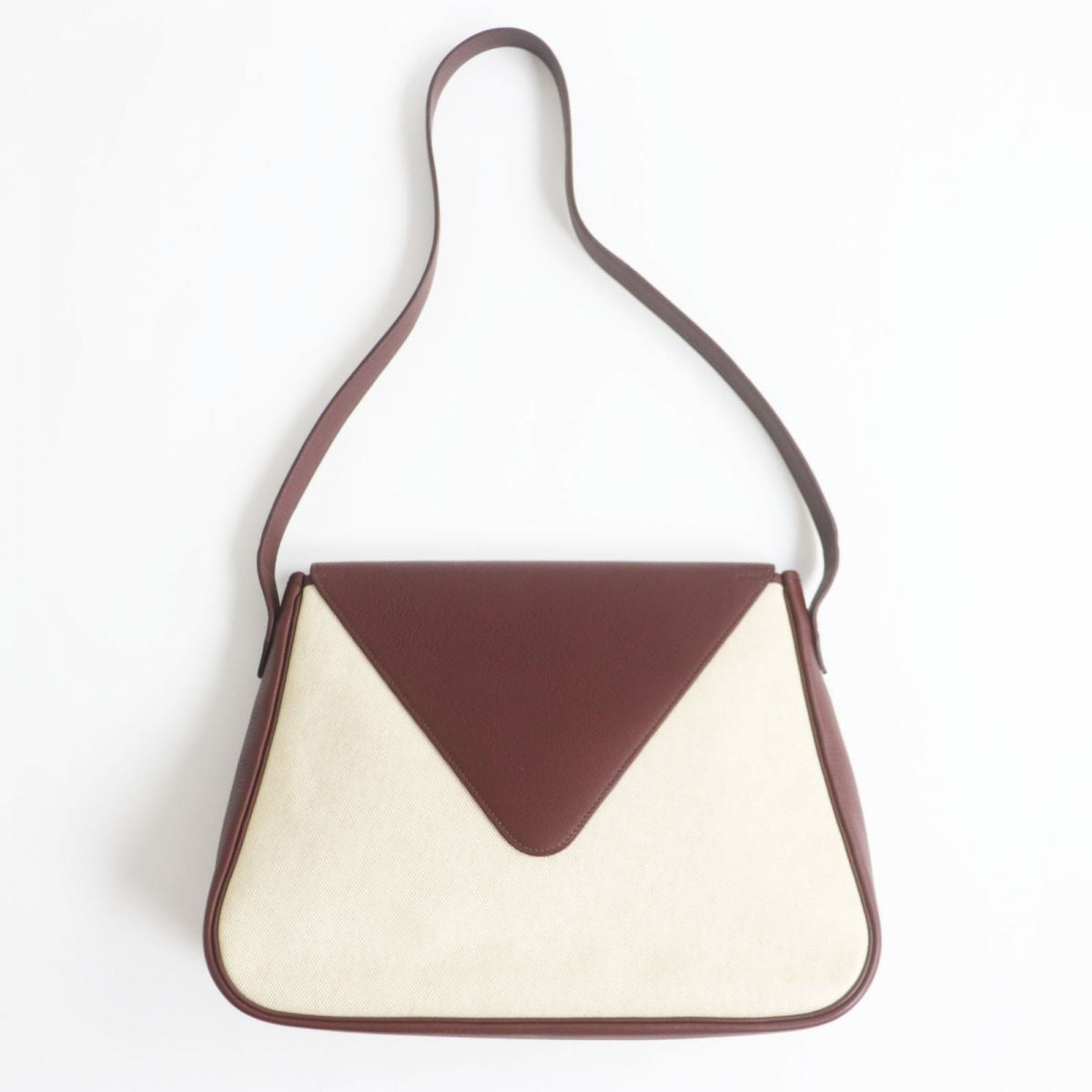 HERMES Shoulder Bag Main: Buffle, Main: Toile H Rouge Ash x Silver Metal Women Used