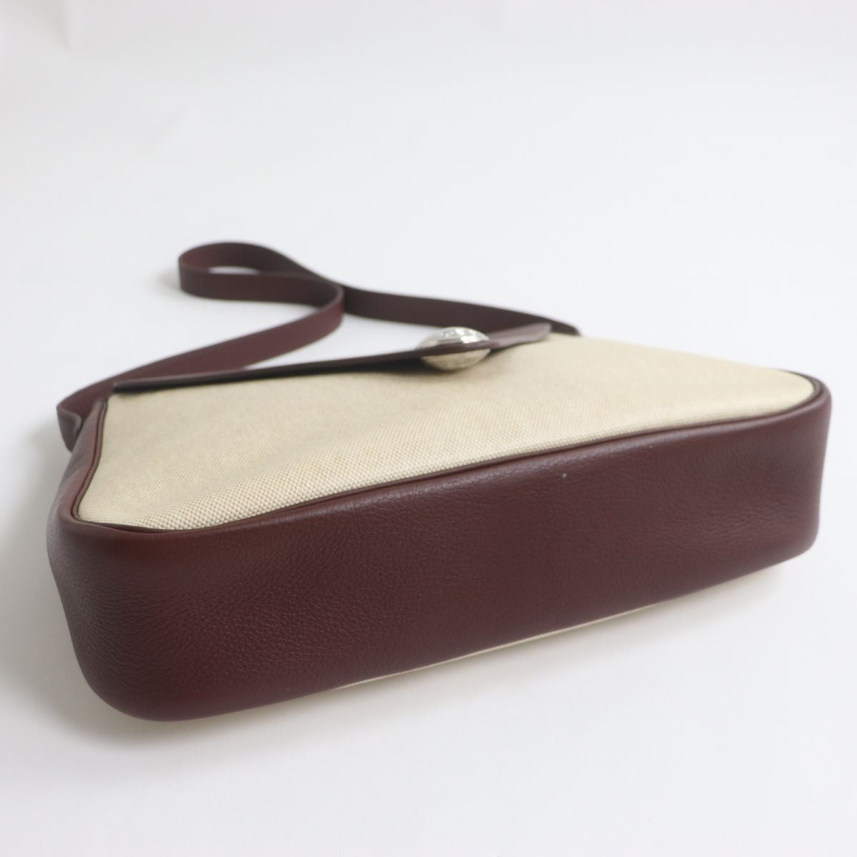 HERMES Shoulder Bag Main: Buffle, Main: Toile H Rouge Ash x Silver Metal Women Used