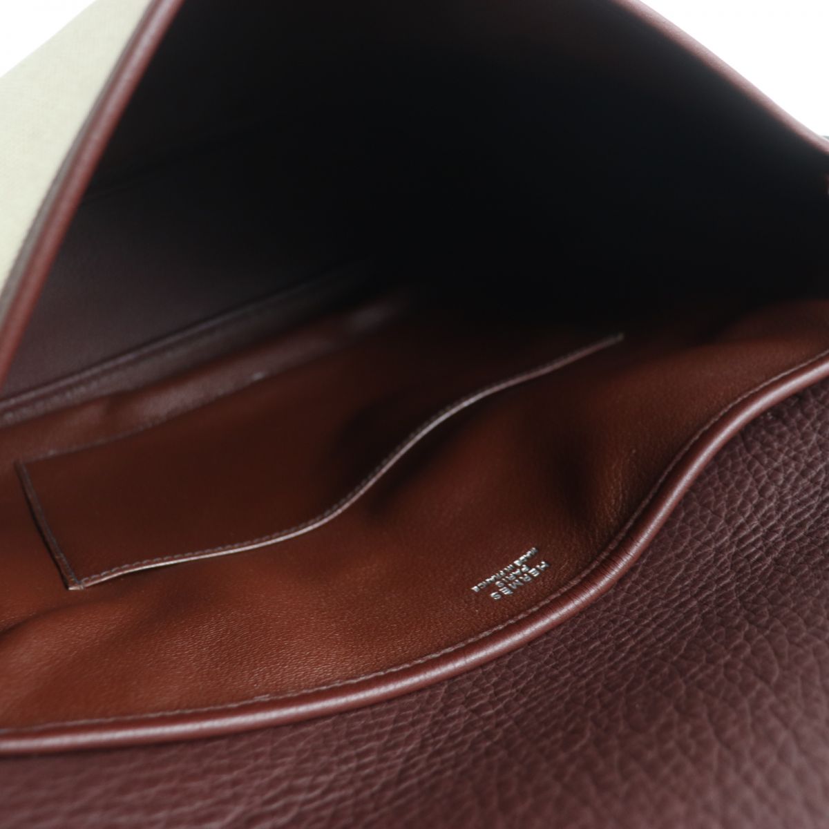 HERMES Shoulder Bag Main: Buffle, Main: Toile H Rouge Ash x Silver Metal Women Used