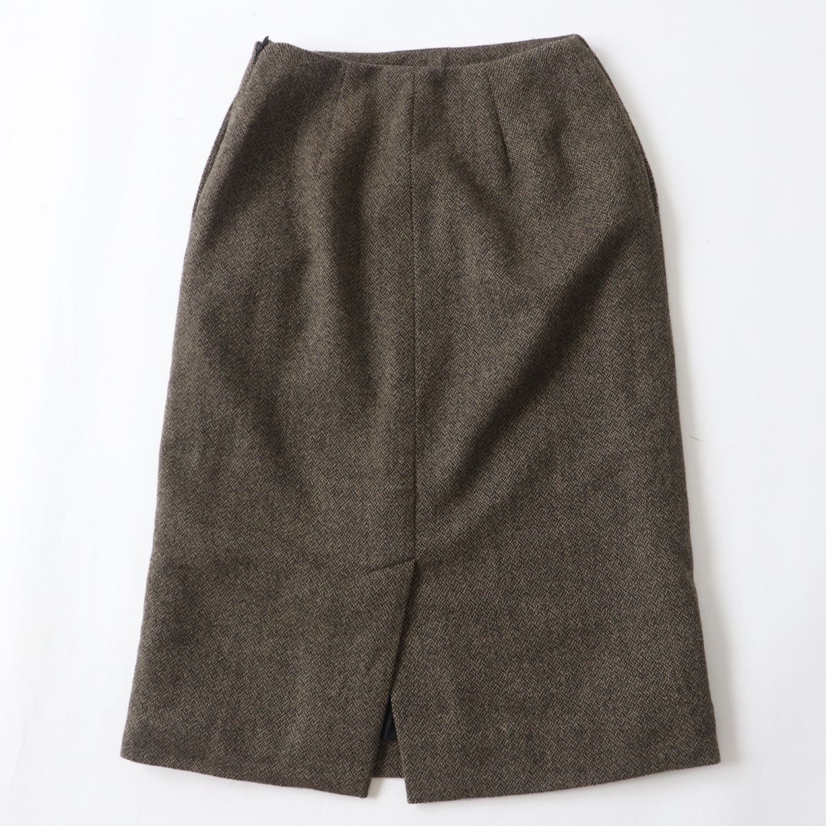 HERMES skirt Outer: 85% wool, Outer: 15% cashmere, Lining: 100% silk Brown x Black type Women 34 Used