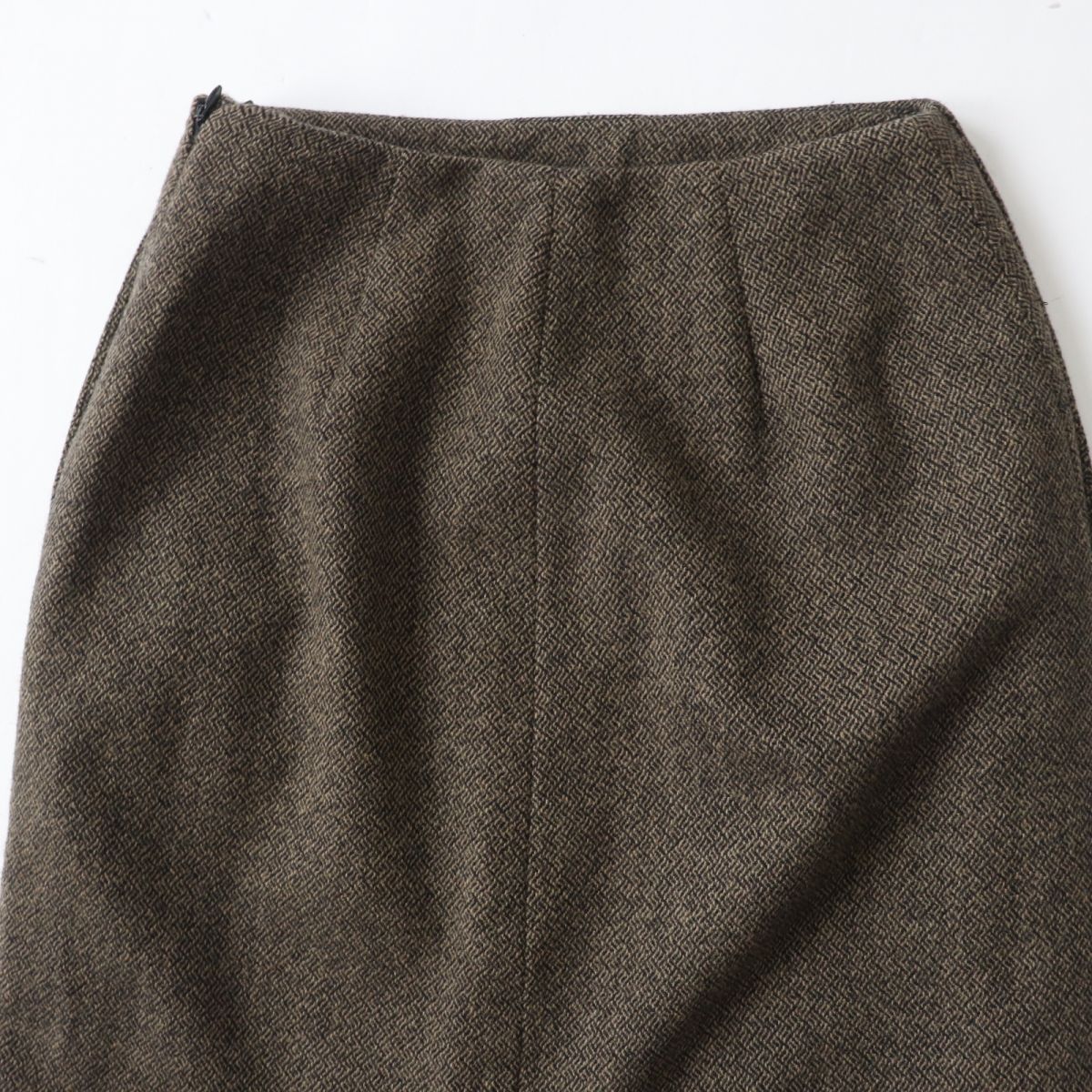 HERMES skirt Outer: 85% wool, Outer: 15% cashmere, Lining: 100% silk Brown x Black type Women 34 Used