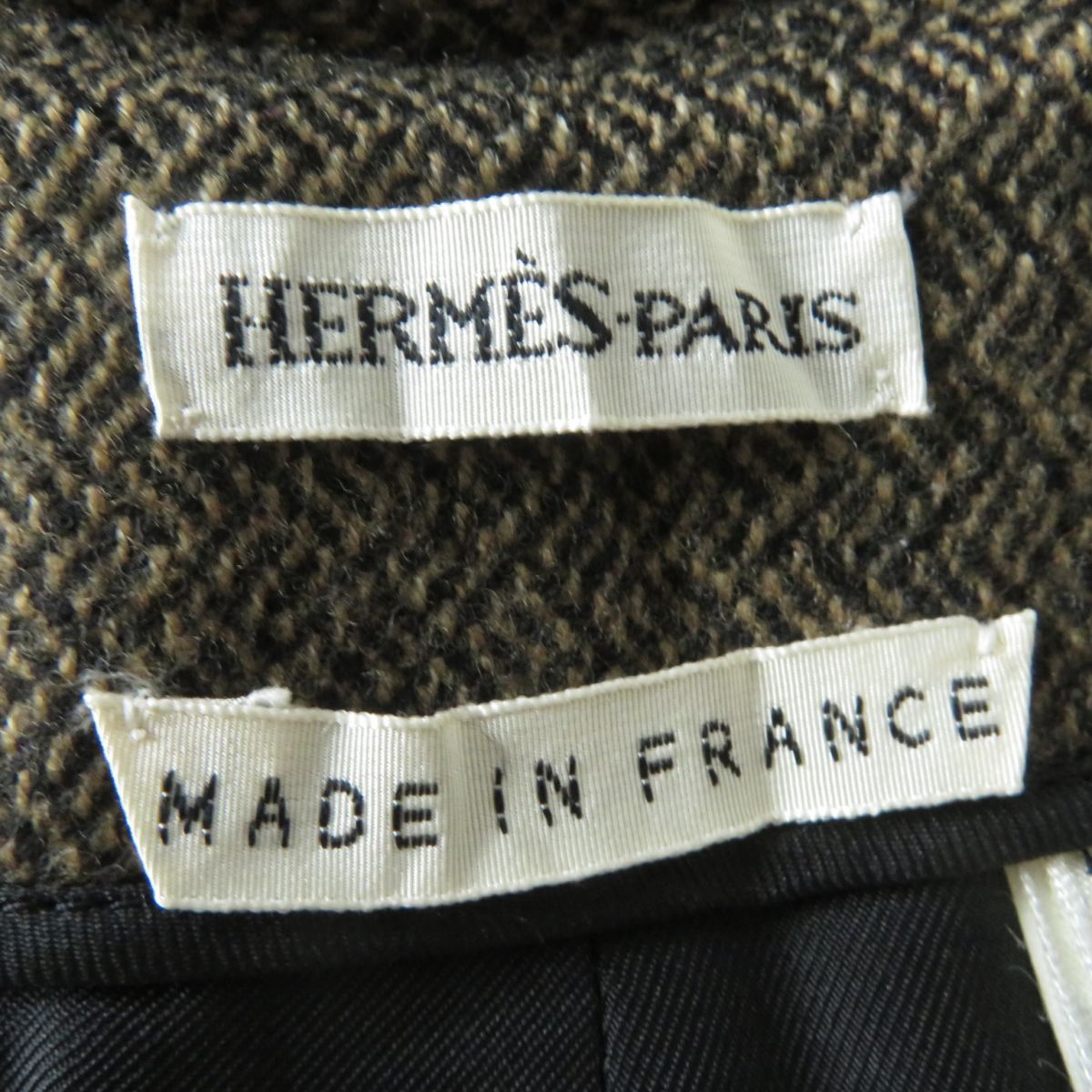 HERMES skirt Outer: 85% wool, Outer: 15% cashmere, Lining: 100% silk Brown x Black type Women 34 Used
