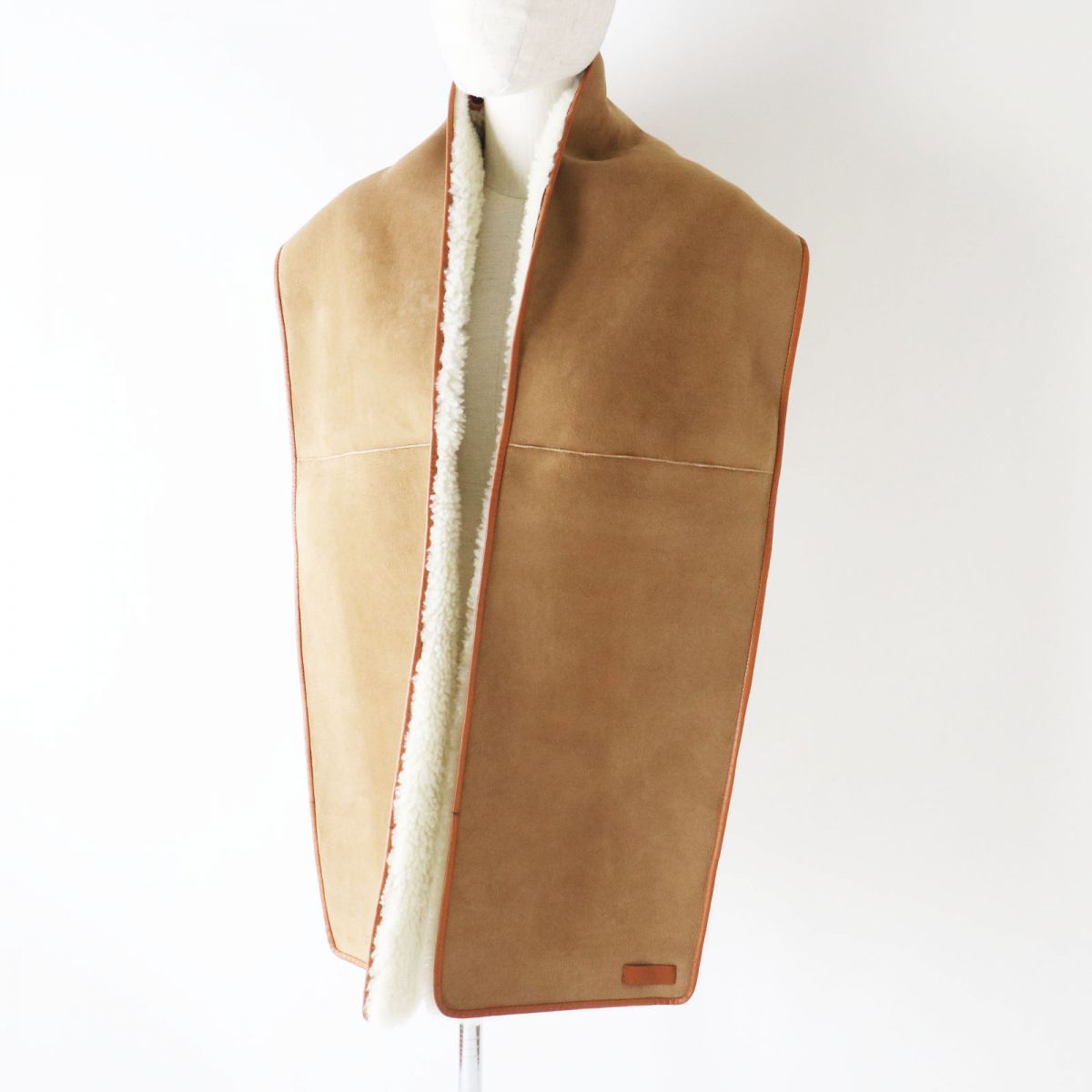 HERMES Scarf Main: Lamb leather Brown Women Used