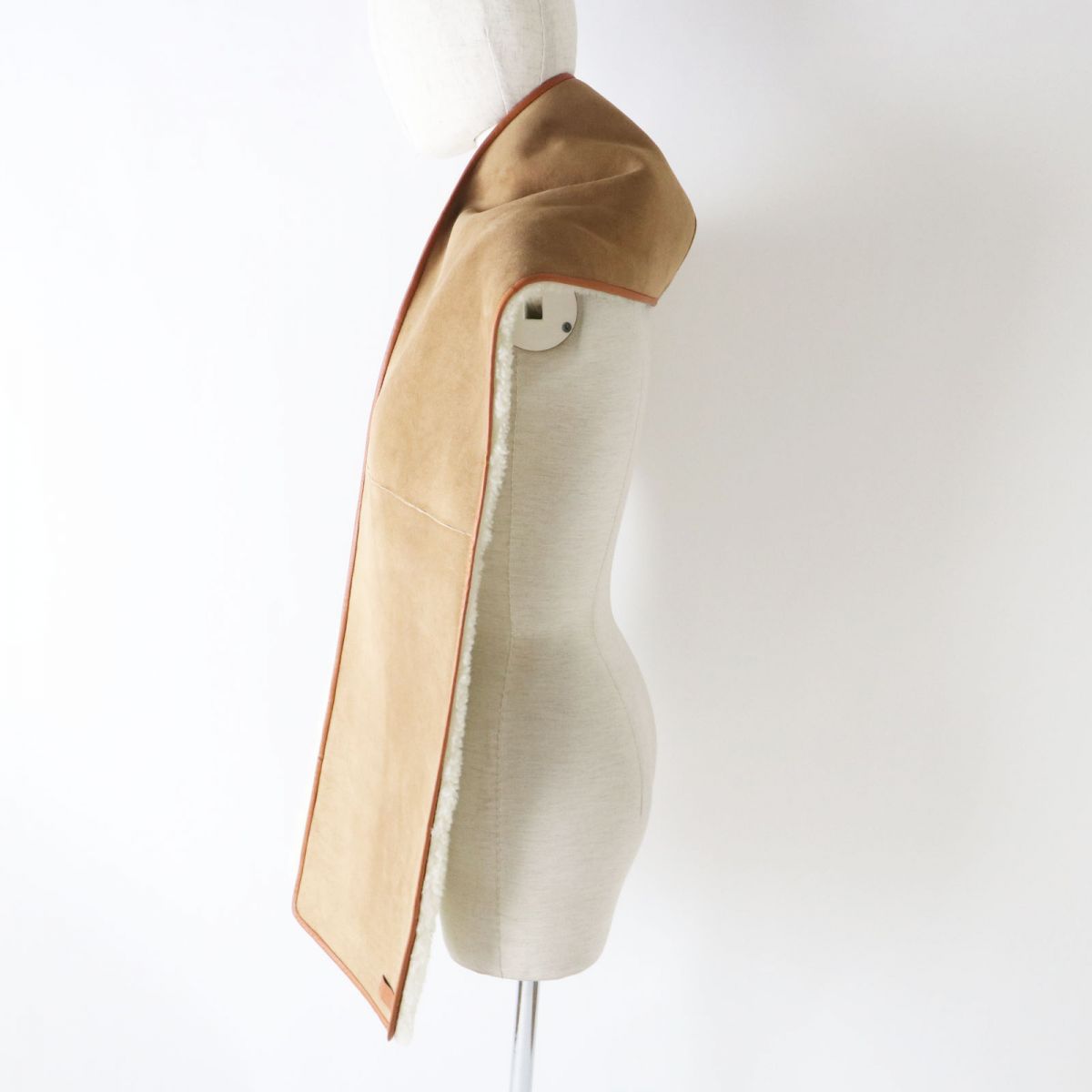 HERMES Scarf Main: Lamb leather Brown Women Used