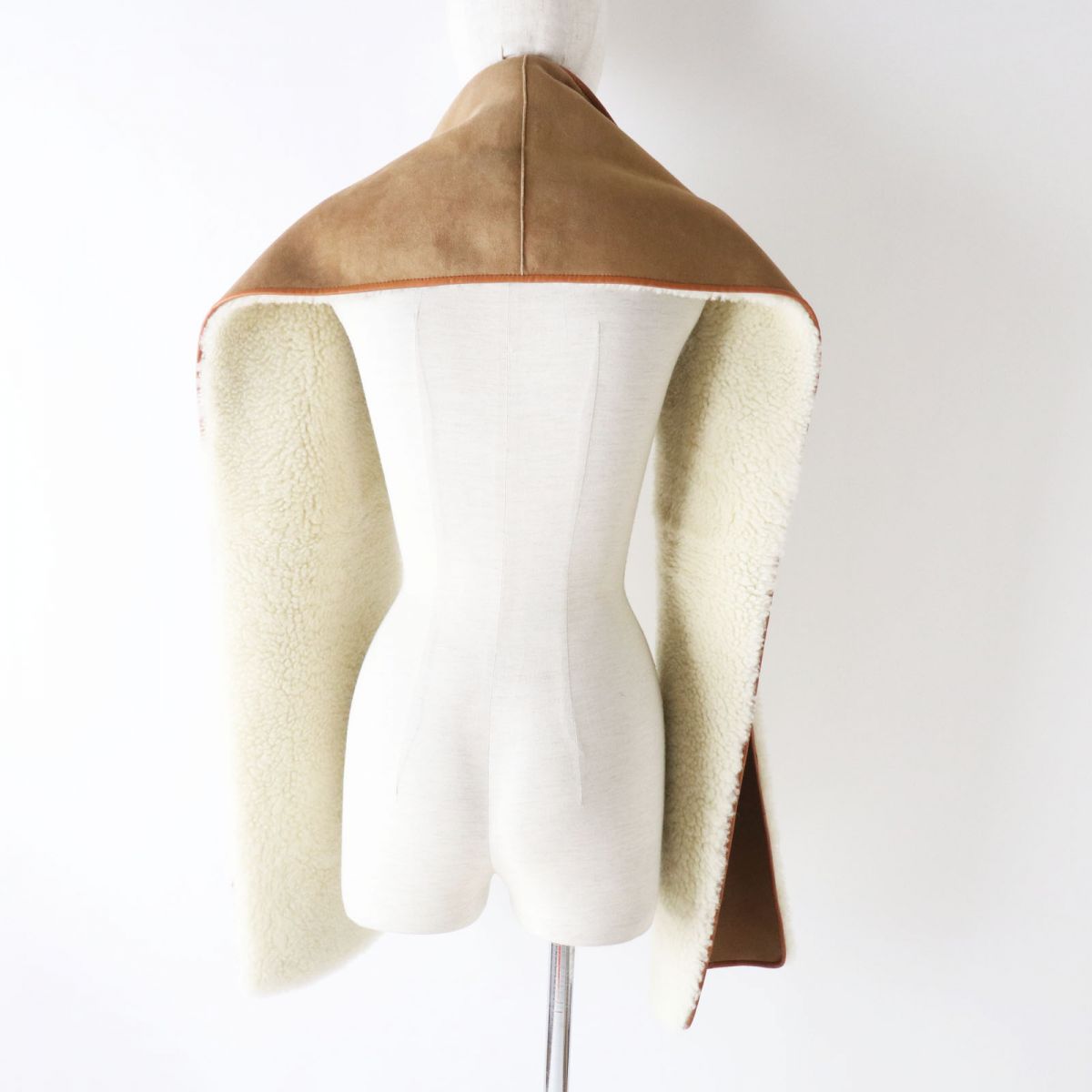 HERMES Scarf Main: Lamb leather Brown Women Used