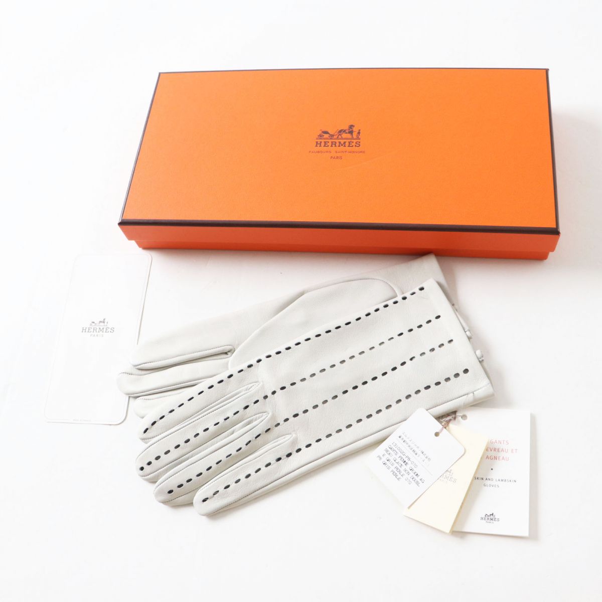 HERMES gloves Lamb leather GRIS PERLE 7