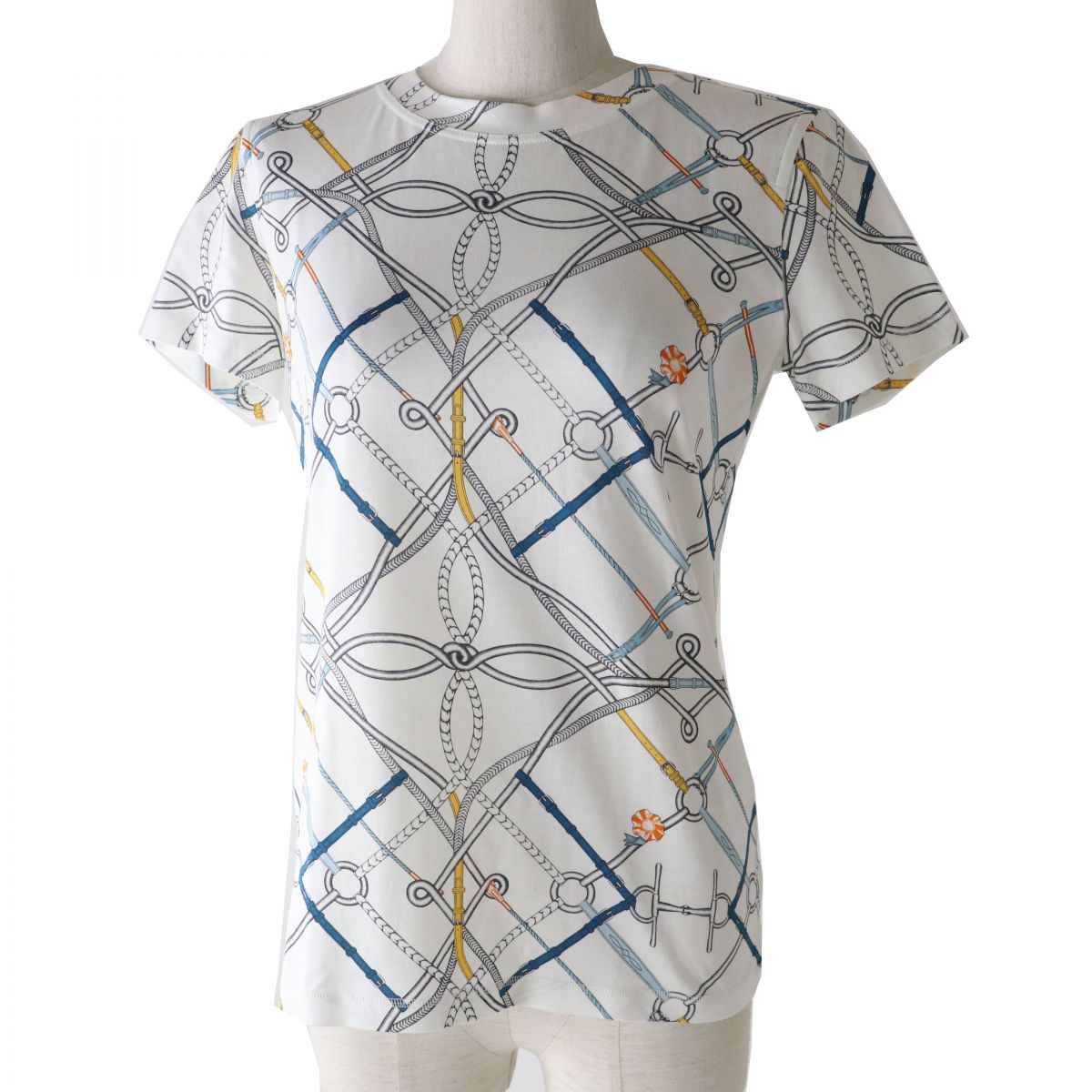 HERMES Short sleeve T-shirt cotton multicolor PARCOURS SANS FAUTE PERFECT COURSE 36