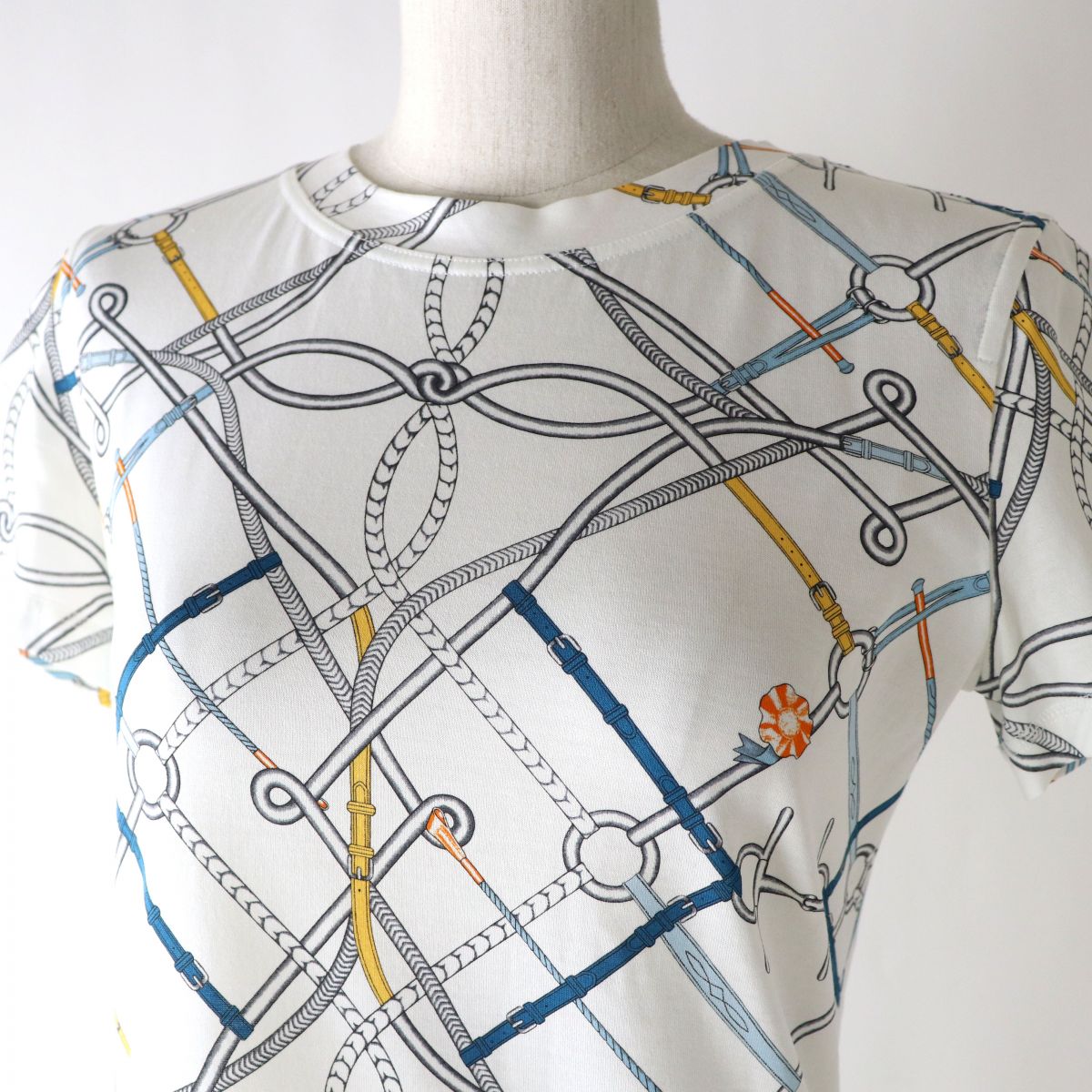 HERMES Short sleeve T-shirt cotton multicolor PARCOURS SANS FAUTE PERFECT COURSE 36