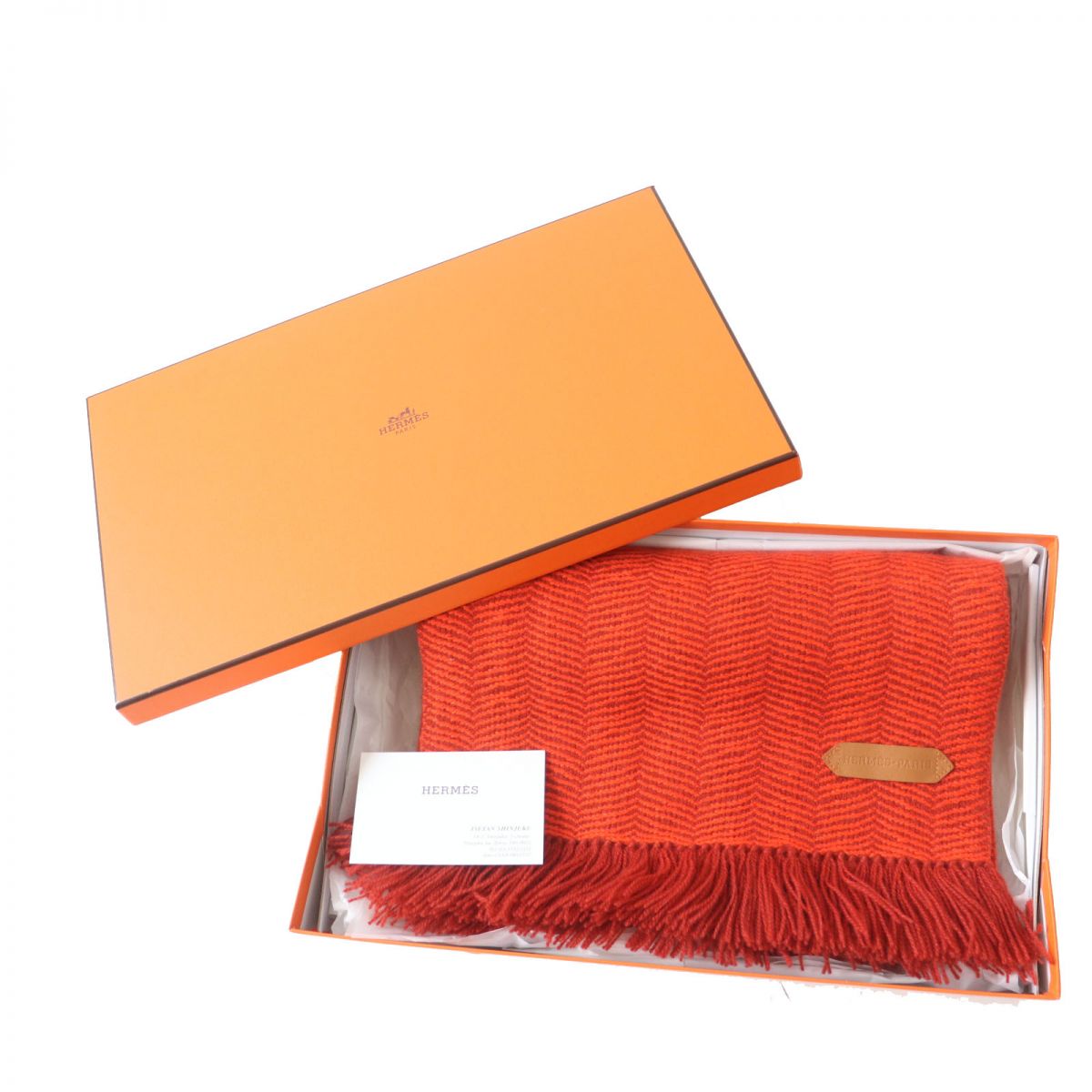 HERMES Scarf Main: 100% cashmere Vermilion Women Used
