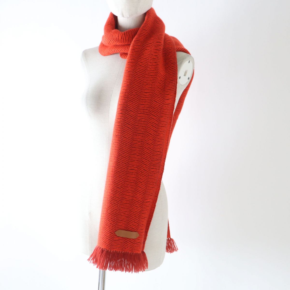 HERMES Scarf Main: 100% cashmere Vermilion Women Used