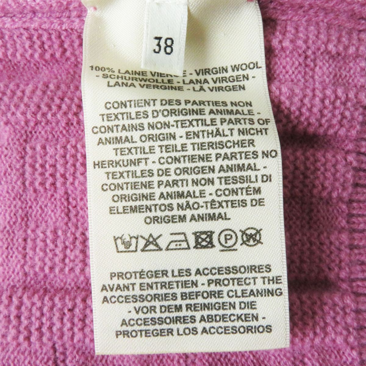 HERMES knit Main: 100% virgin wool Purple pink type Women 38 Used