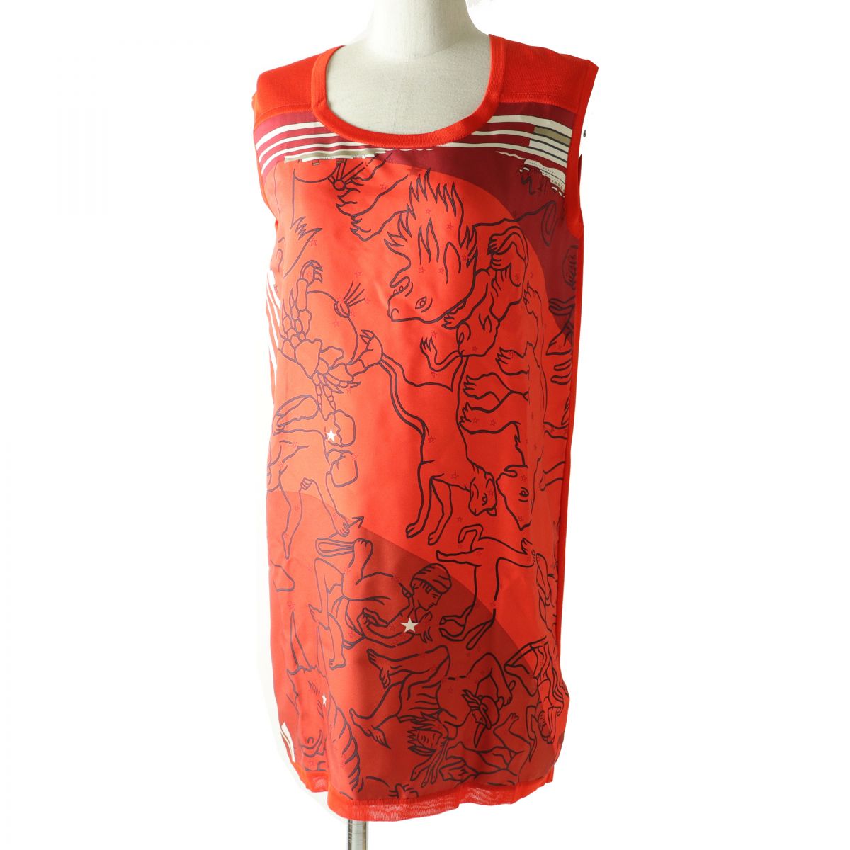 HERMES one piece silk Orange type Constellation Pattern 34