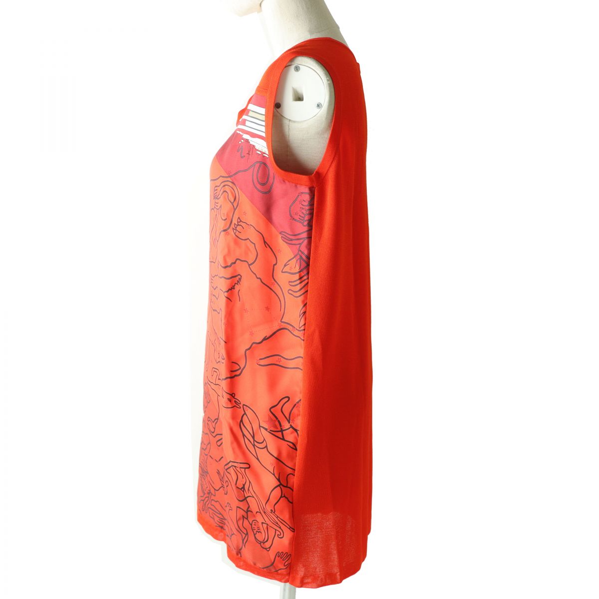 HERMES one piece silk Orange type Constellation Pattern 34