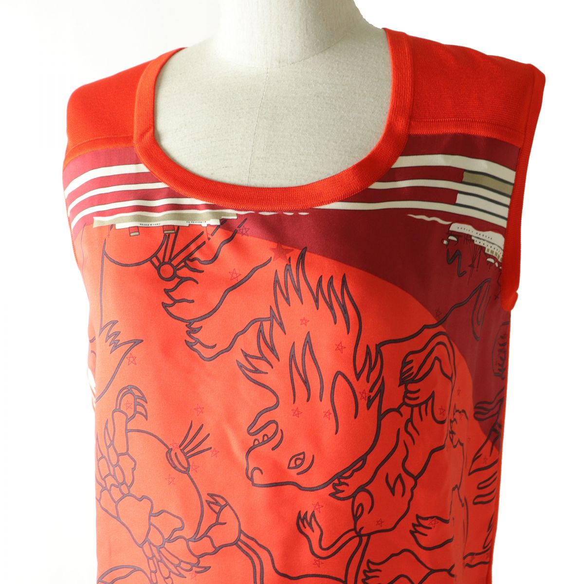 HERMES one piece silk Orange type Constellation Pattern 34