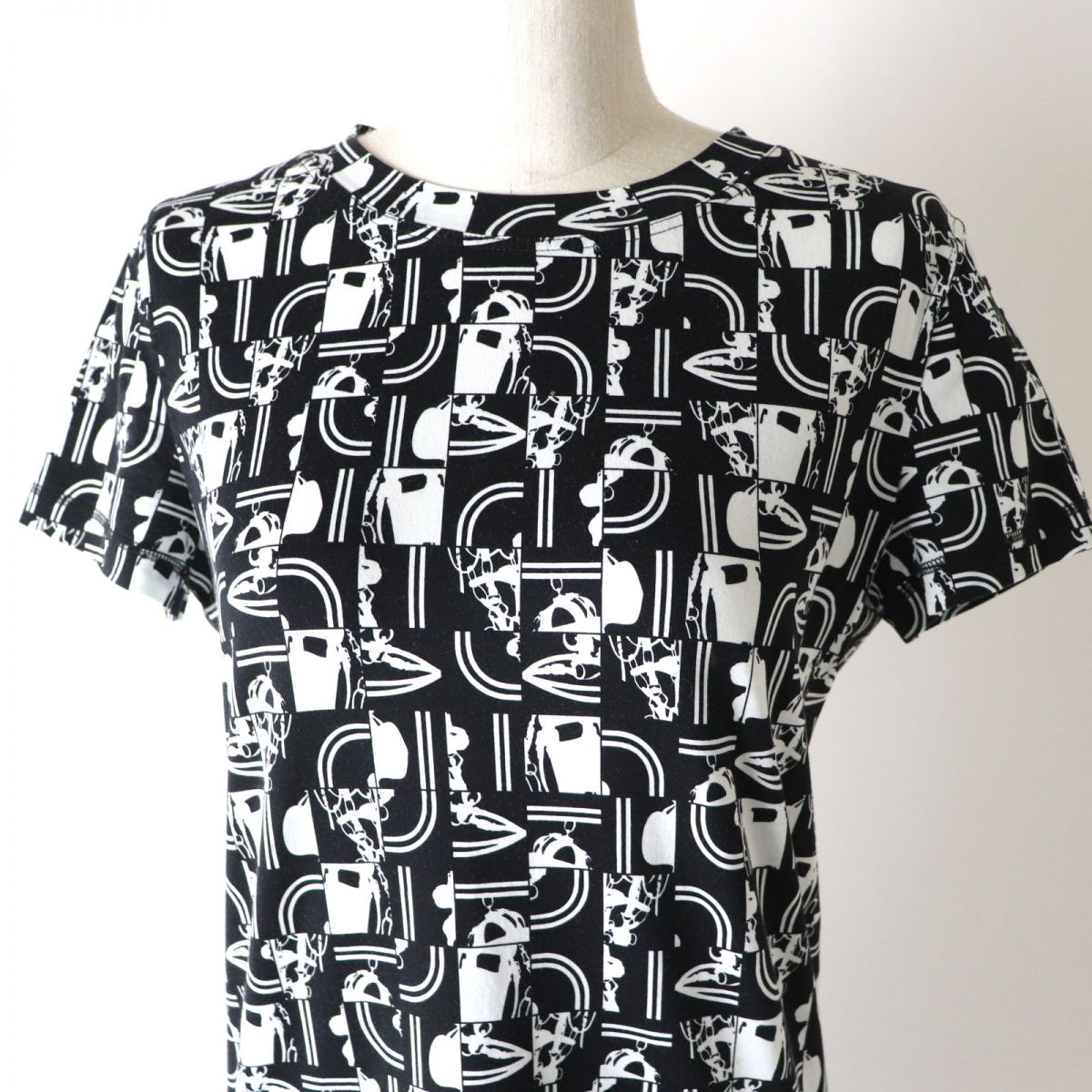 HERMES one piece Main: 100% cotton Black x White BRIDES de GALA en Desordre Ceremonial Bridle Women 34 Used