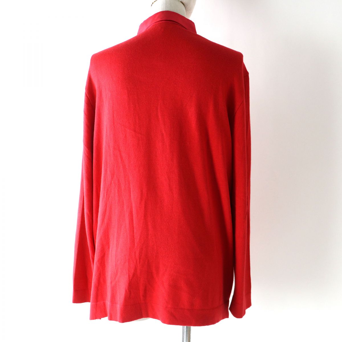 HERMES Long sleeve polo shirt Outer material: 100% silk, Outer material: 85% cotton, Outer material: 15% cashmere Red Women M Used