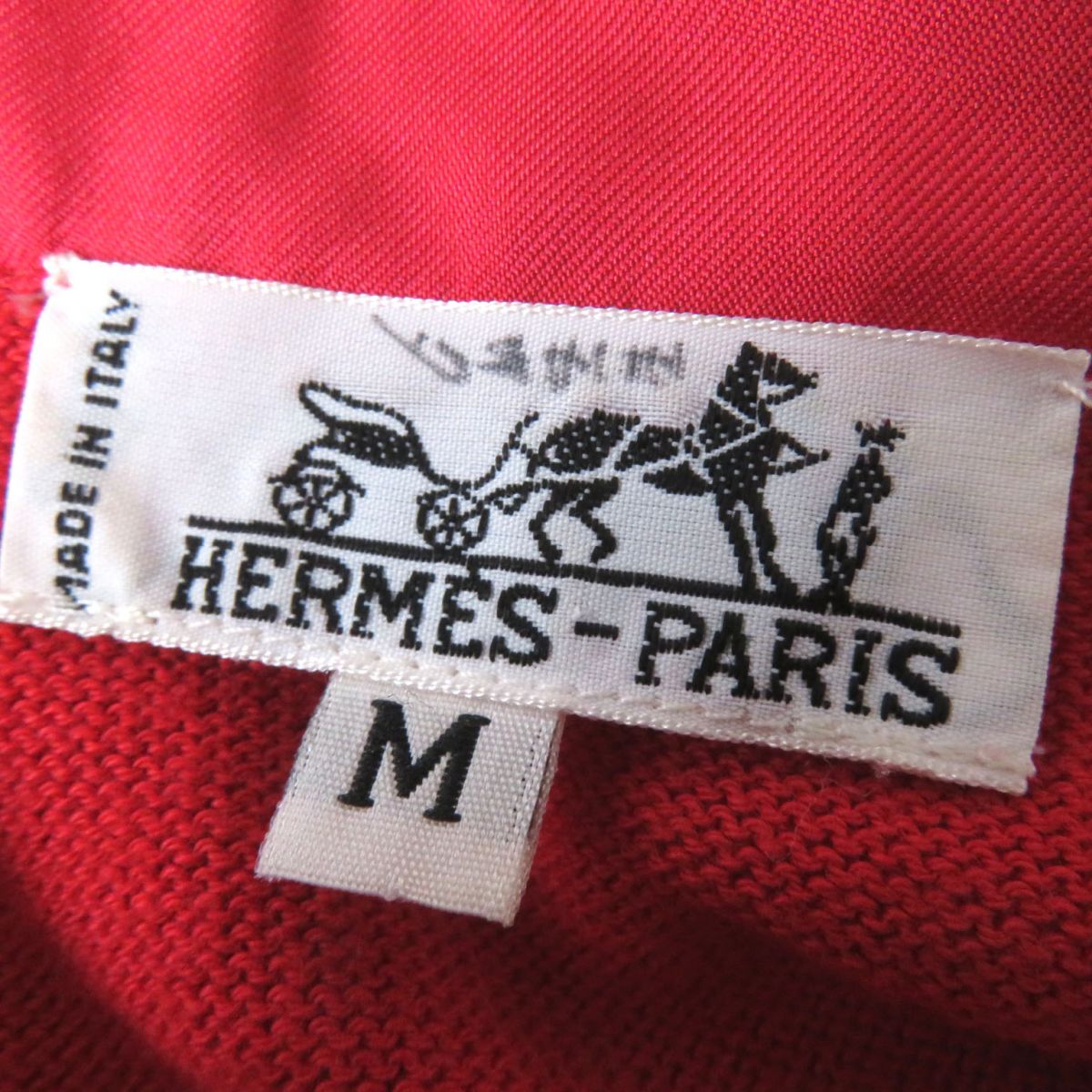 HERMES Long sleeve polo shirt Outer material: 100% silk, Outer material: 85% cotton, Outer material: 15% cashmere Red Women M Used