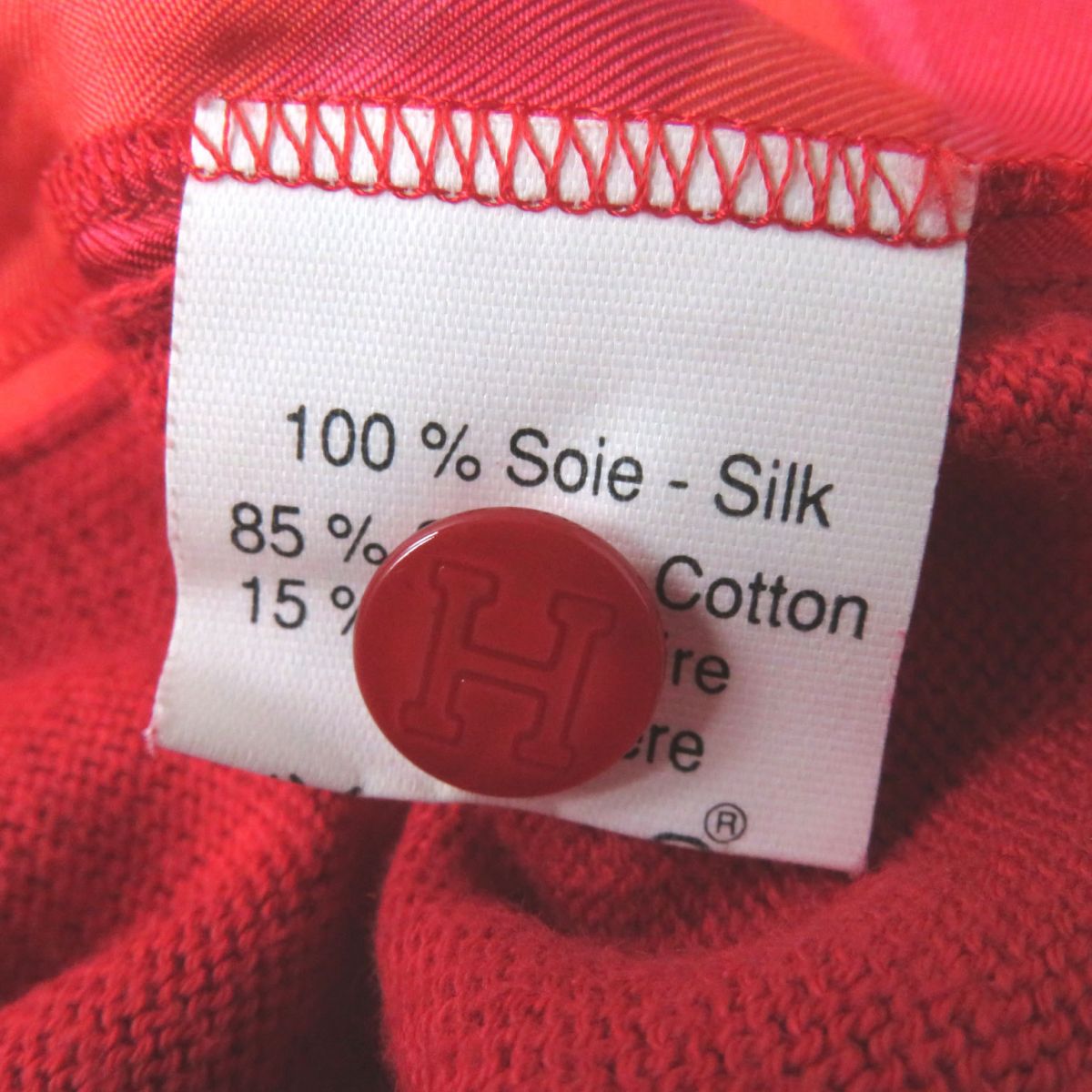 HERMES Long sleeve polo shirt Outer material: 100% silk, Outer material: 85% cotton, Outer material: 15% cashmere Red Women M Used