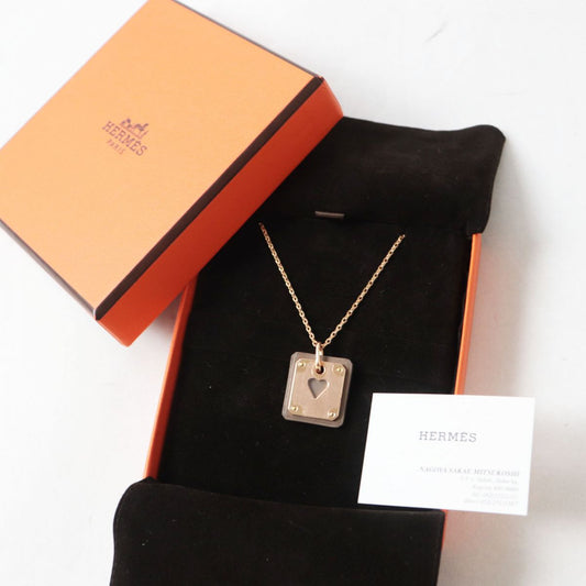 HERMES Necklace Main: Vaux Swift Etoupe x Pink Gold Women Used
