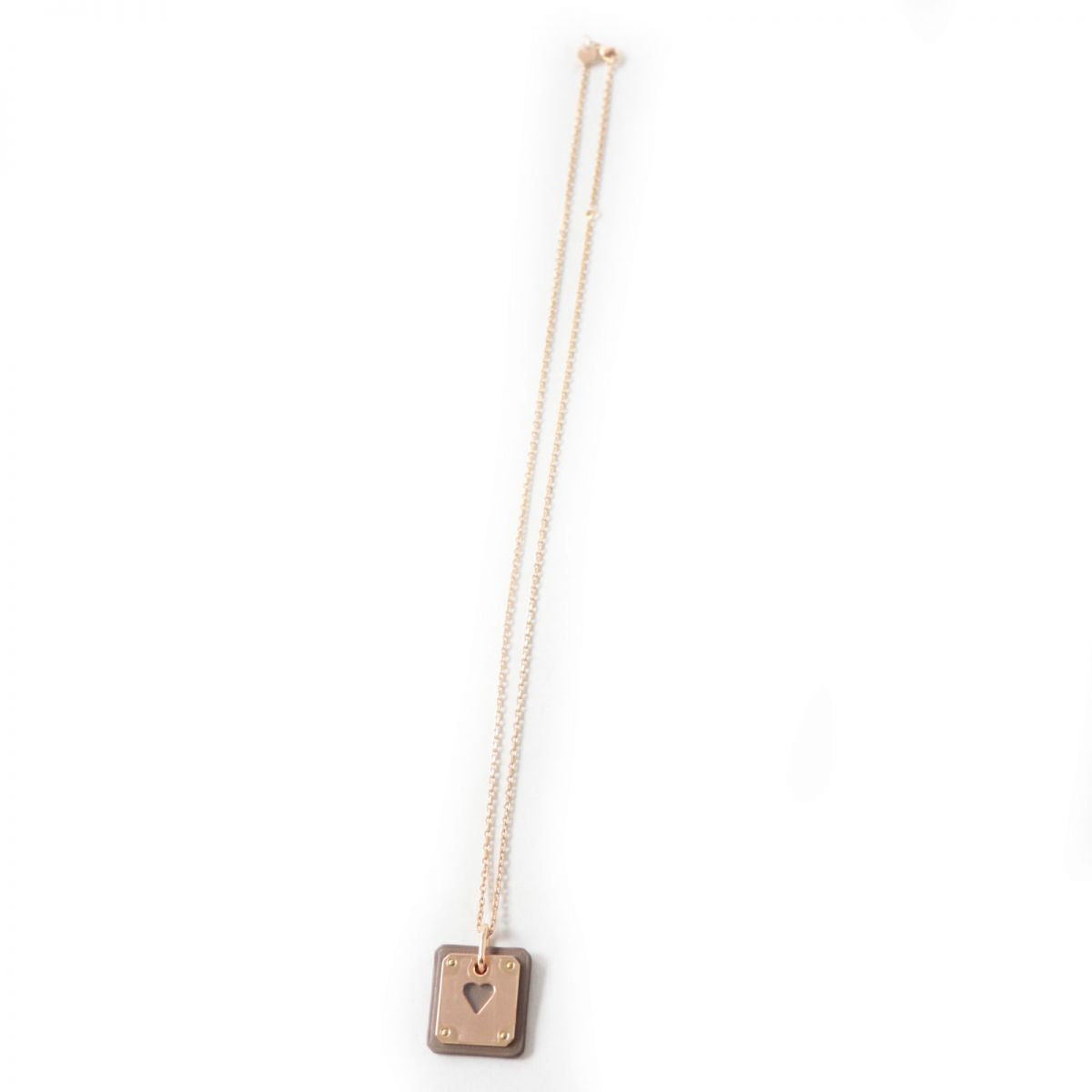 HERMES Necklace Main: Vaux Swift Etoupe x Pink Gold Women Used