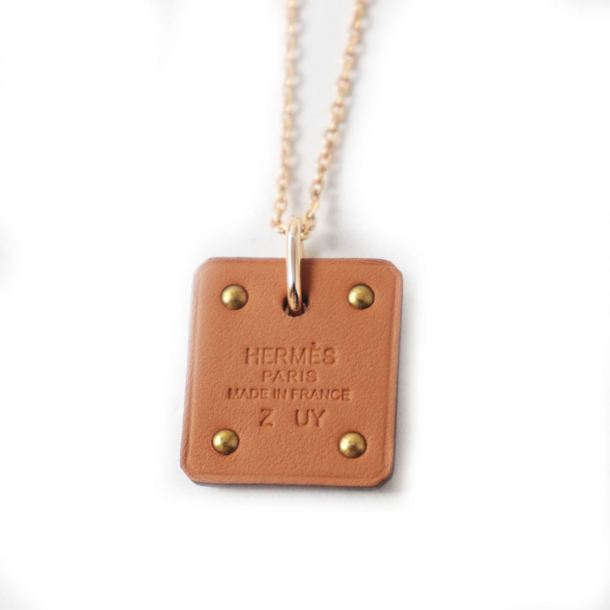 HERMES Necklace Main: Vaux Swift Etoupe x Pink Gold Women Used