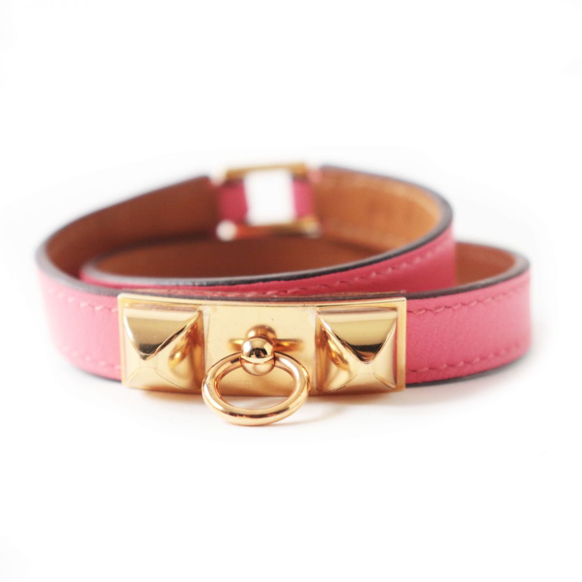 HERMES bracelet Main: Vaux Swift Rose Azare x Gold Metal Women S Used