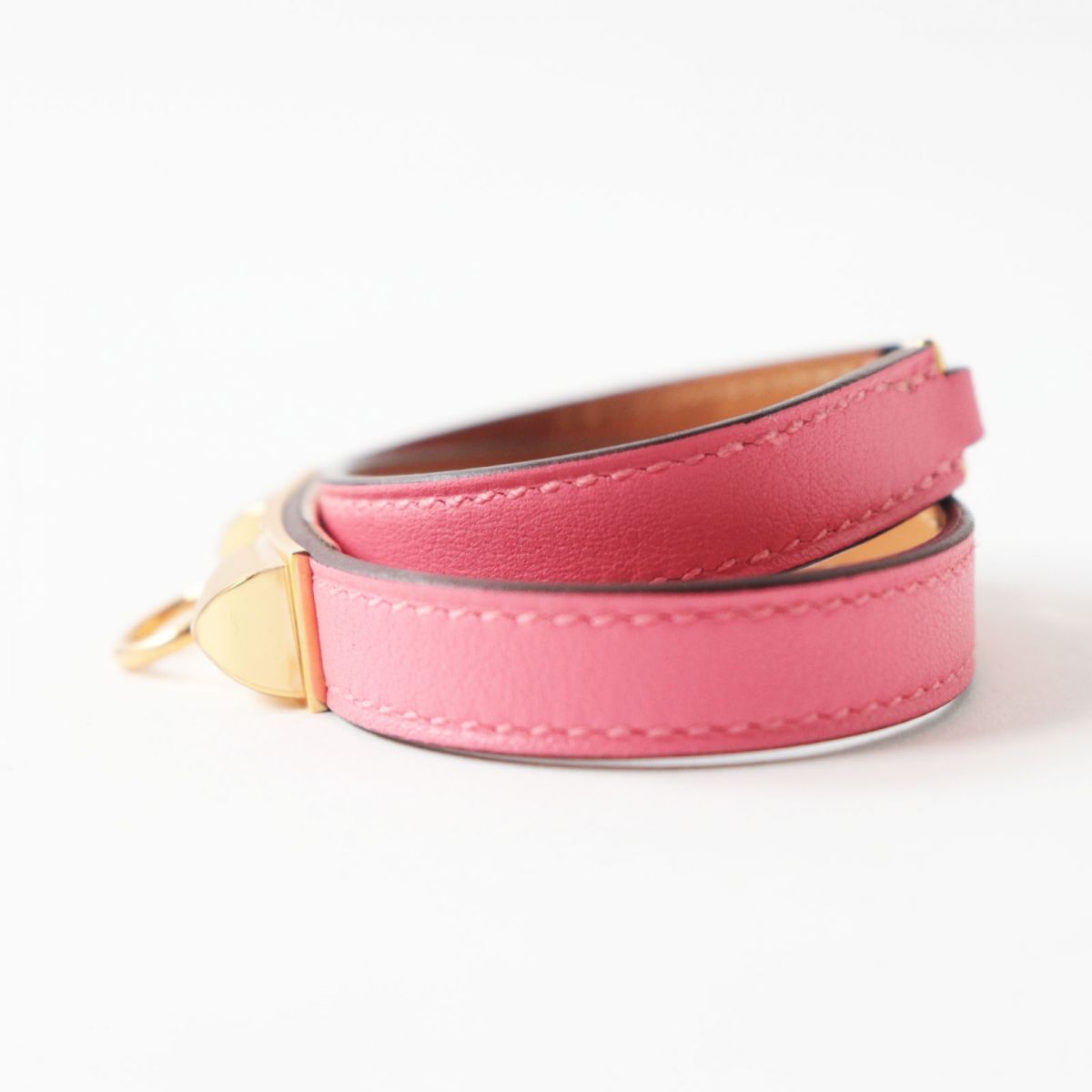 HERMES bracelet Main: Vaux Swift Rose Azare x Gold Metal Women S Used