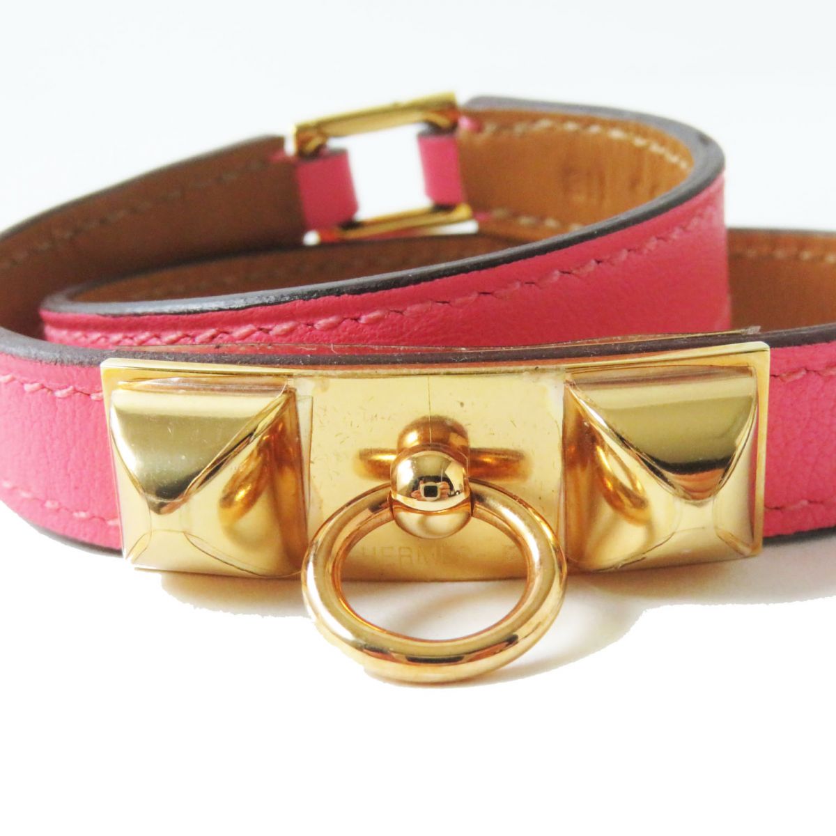 HERMES bracelet Main: Vaux Swift Rose Azare x Gold Metal Women S Used