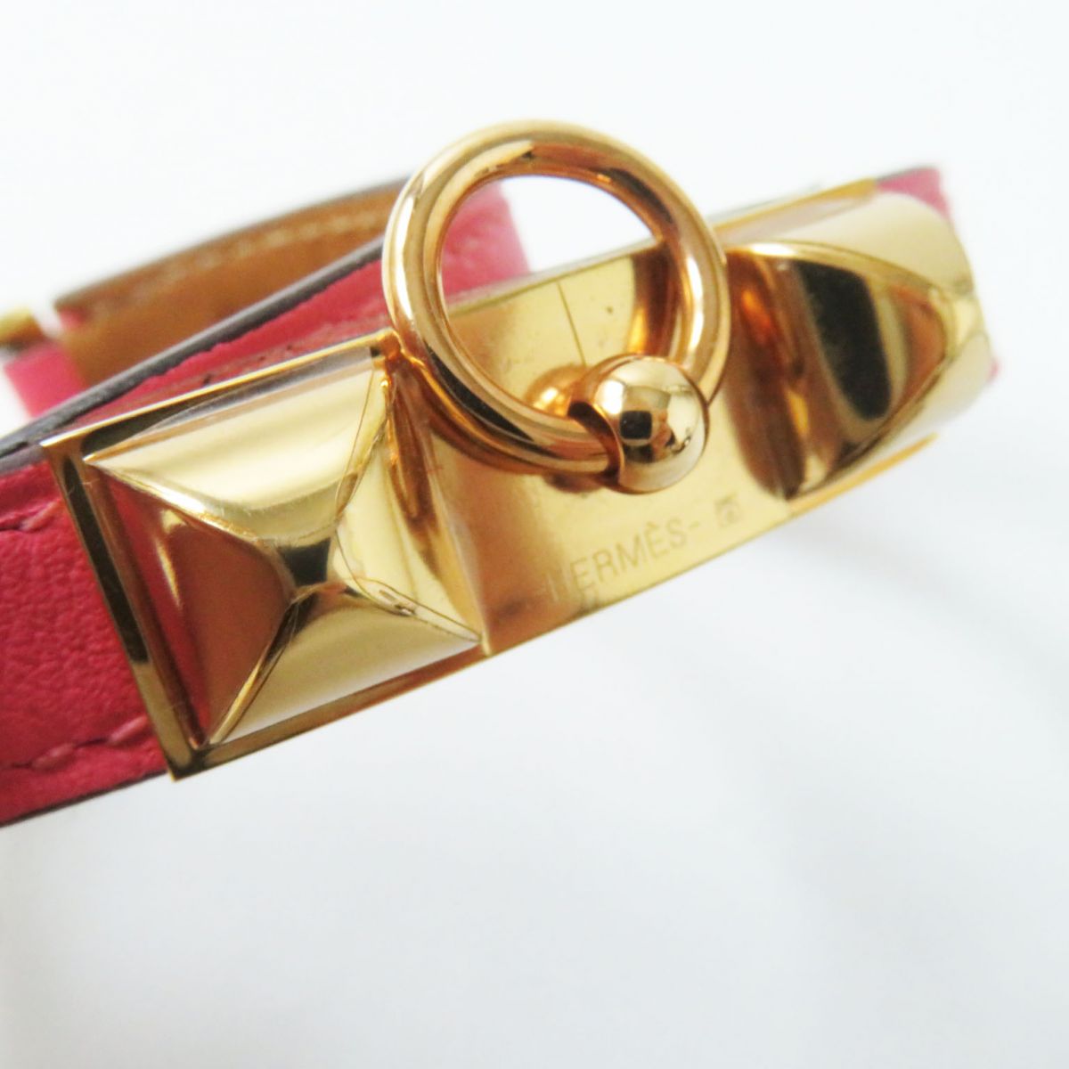HERMES bracelet Main: Vaux Swift Rose Azare x Gold Metal Women S Used