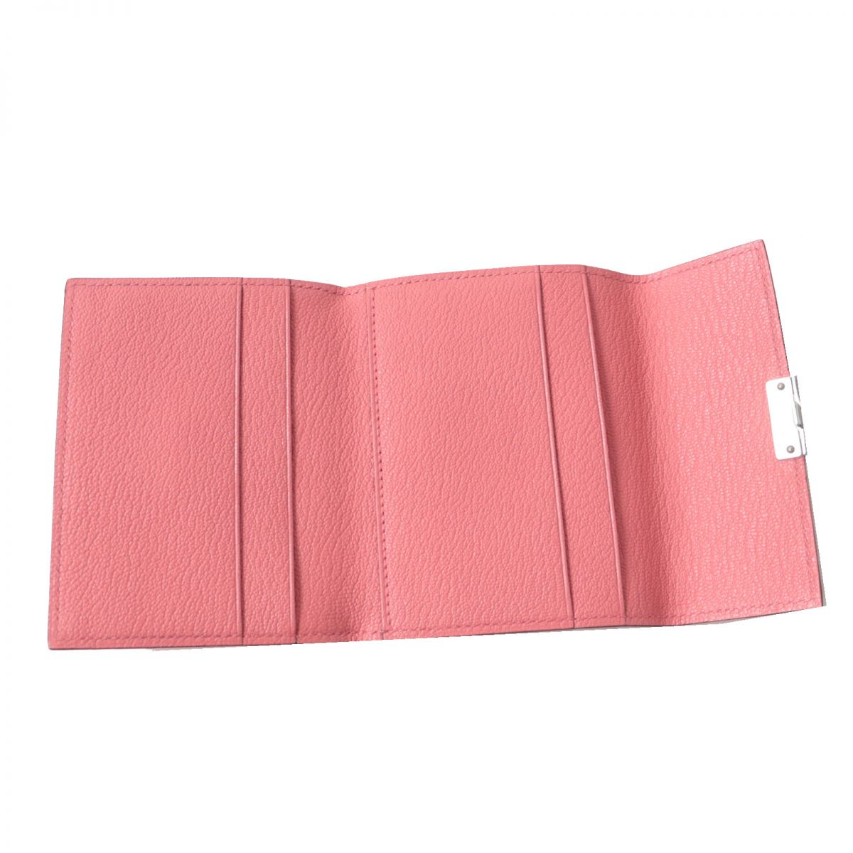 HERMES name card holder Main: Chevre Rose Extreme x Silver Metal Women Used