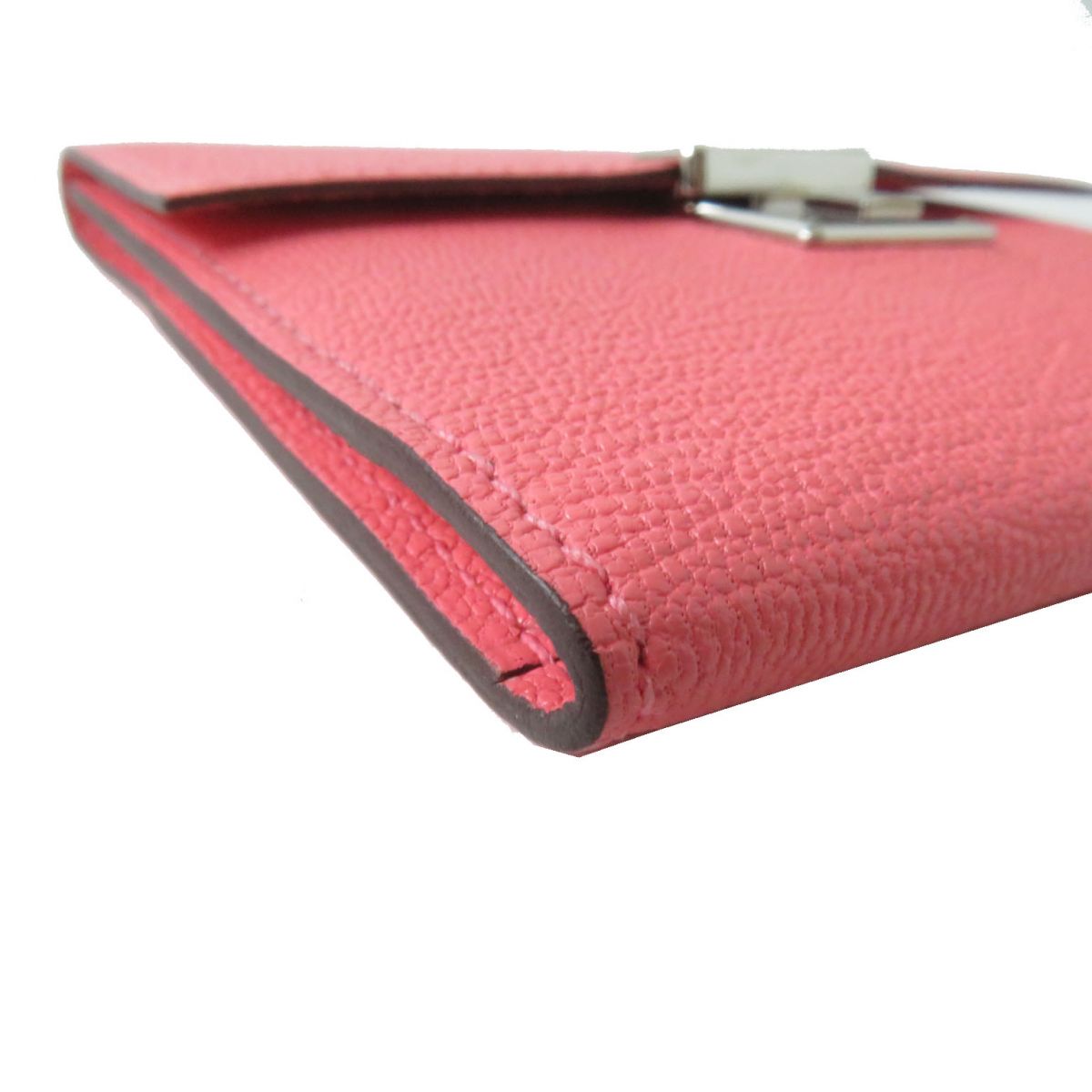 HERMES name card holder Main: Chevre Rose Extreme x Silver Metal Women Used