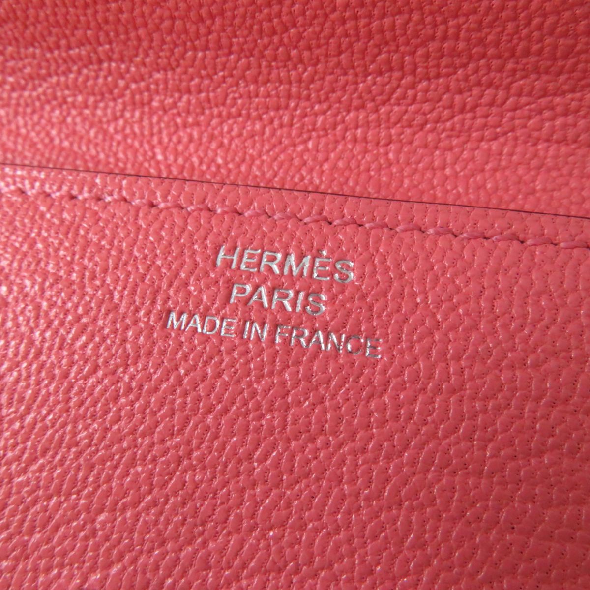 HERMES name card holder Main: Chevre Rose Extreme x Silver Metal Women Used